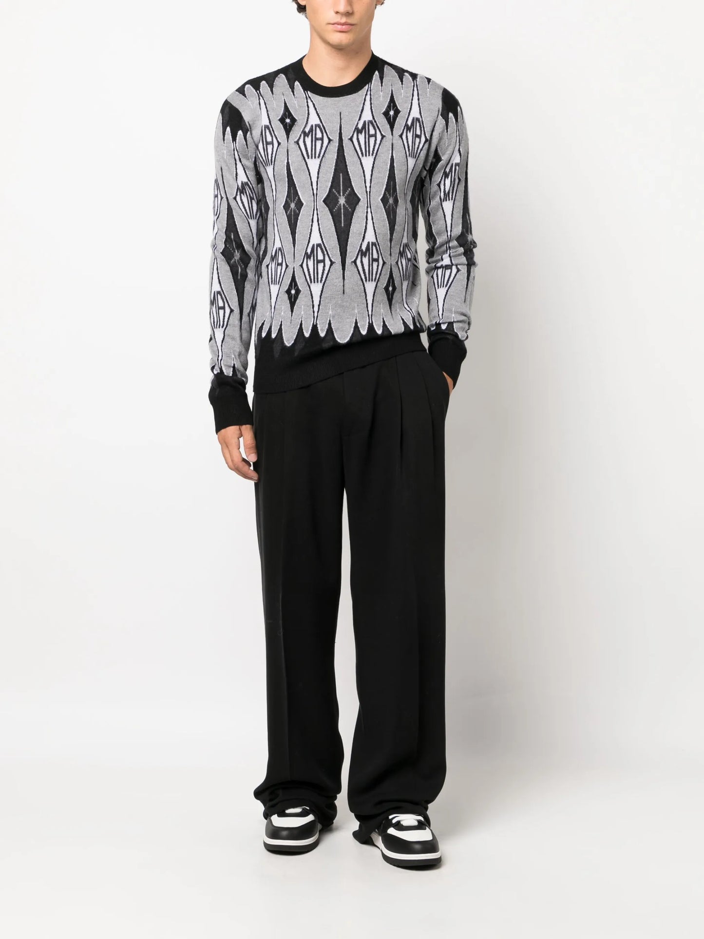 argyle ribbed wool jumper