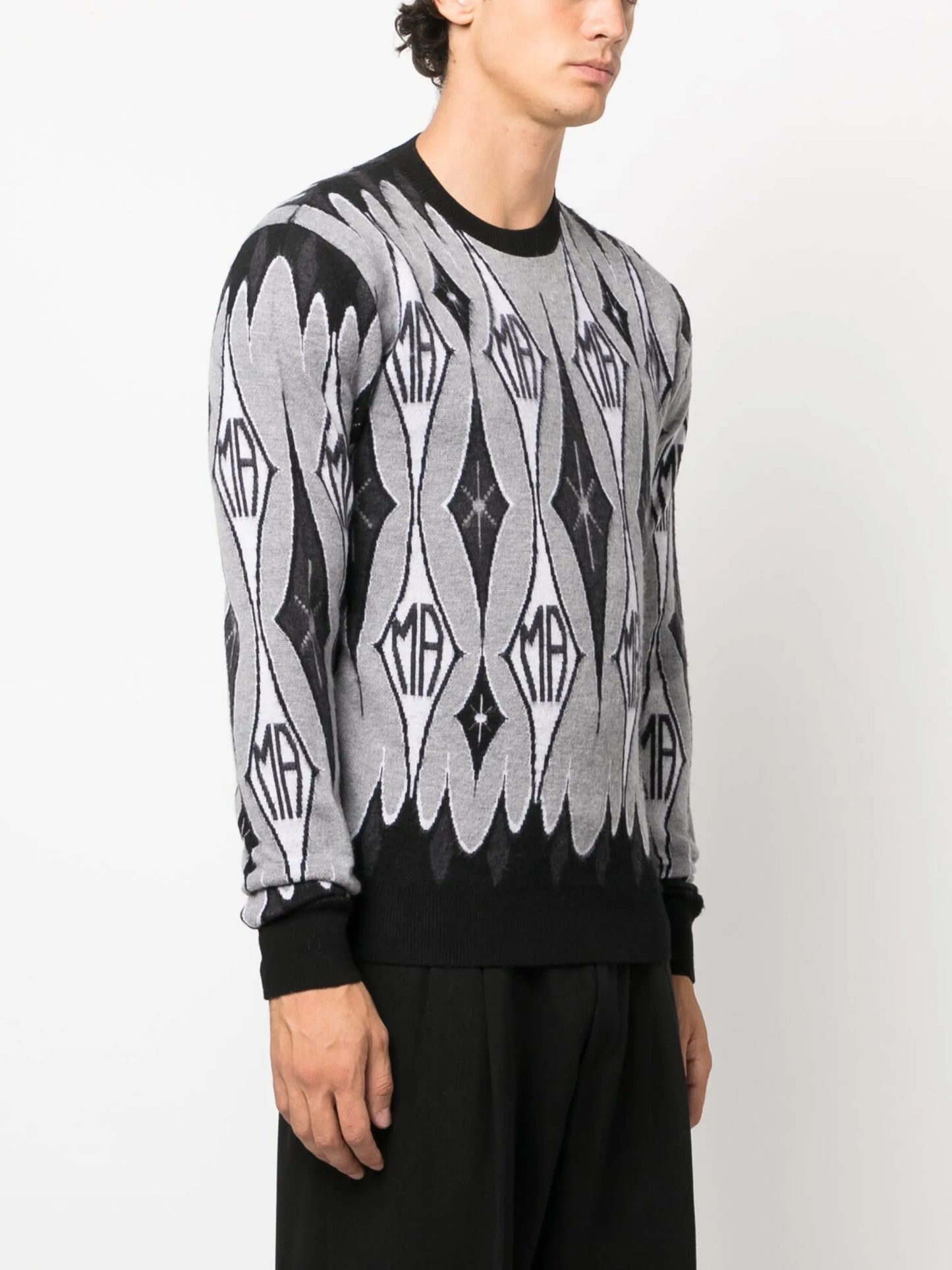 argyle ribbed wool jumper