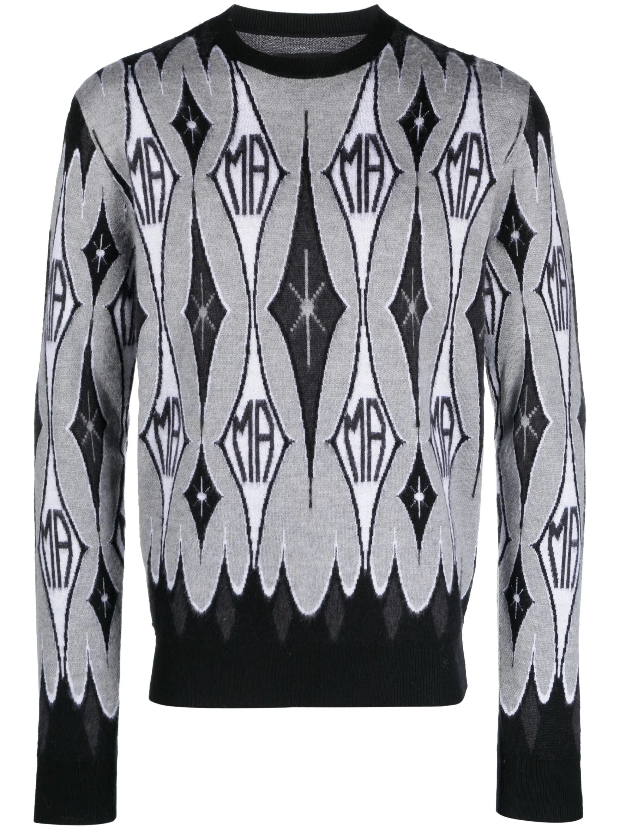 argyle ribbed wool jumper