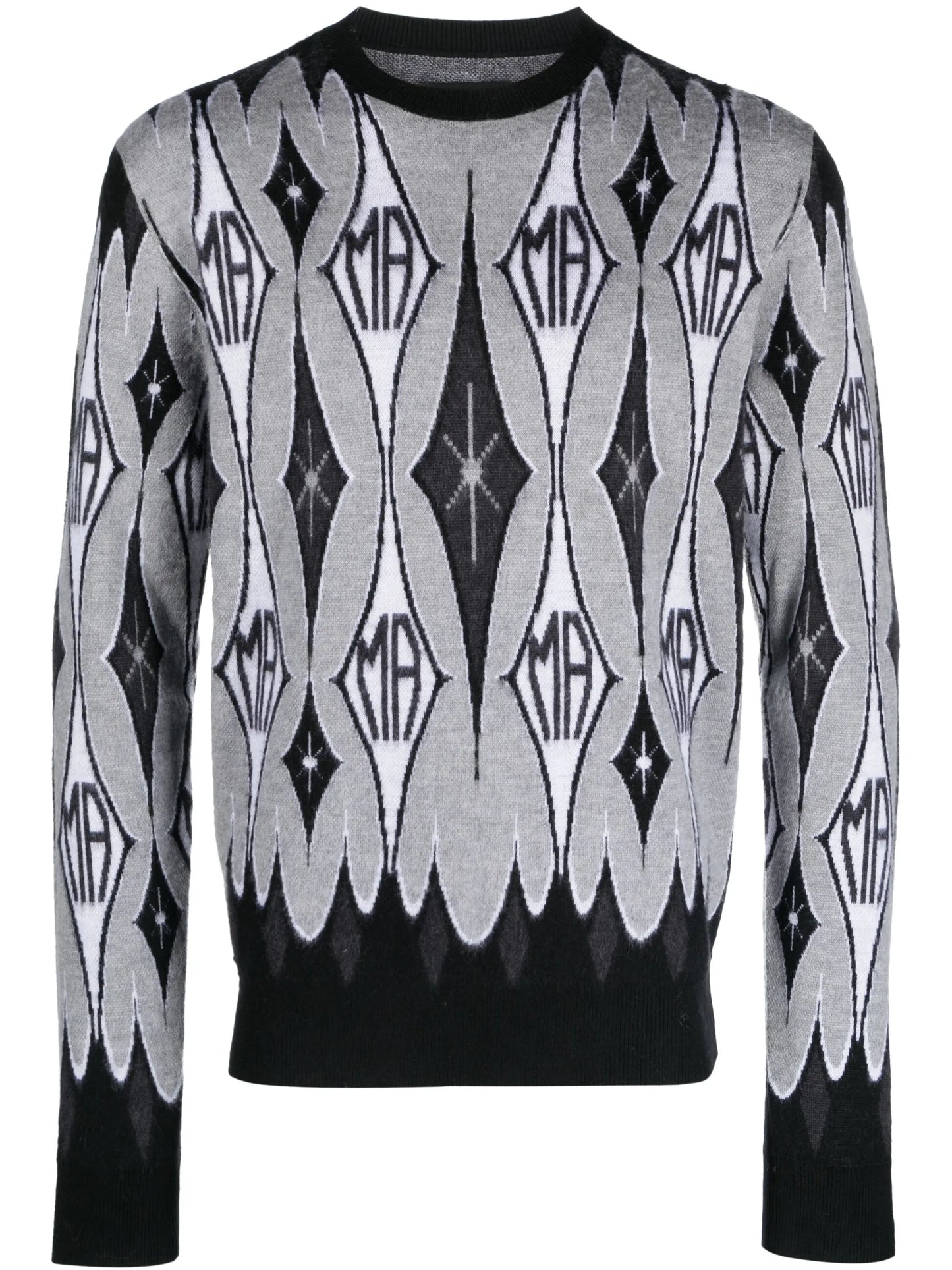 argyle ribbed wool jumper