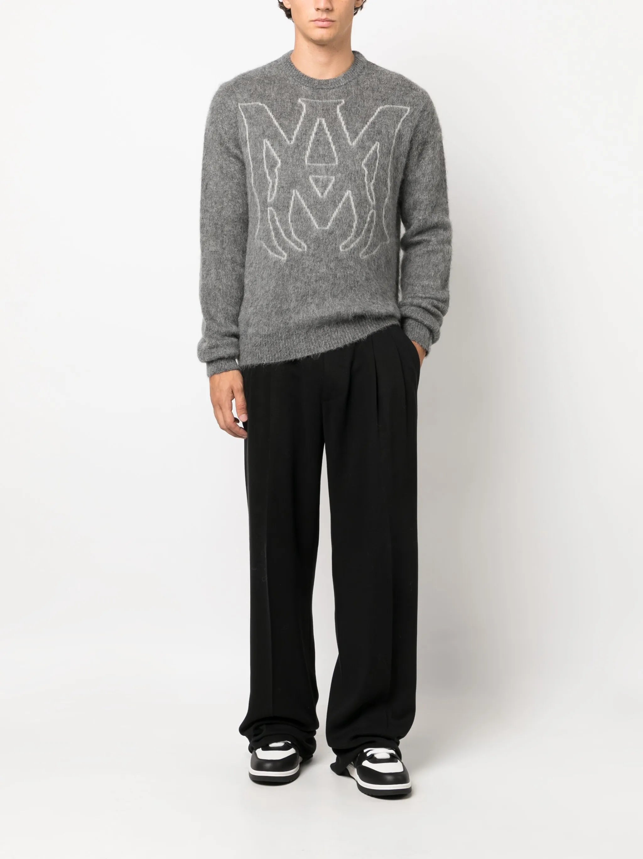 logo-jacquard mohair-blend jumper