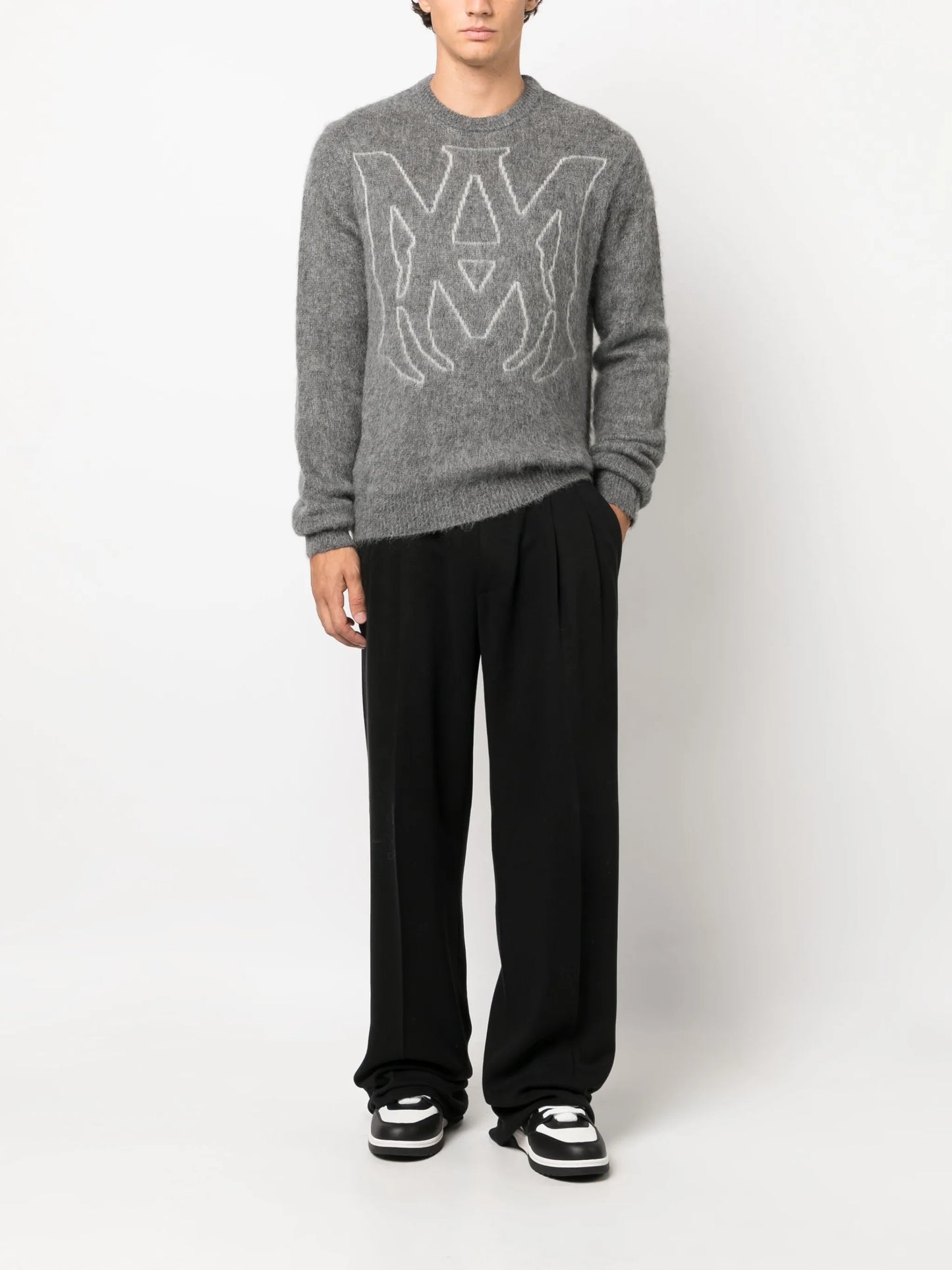 logo-jacquard mohair-blend jumper