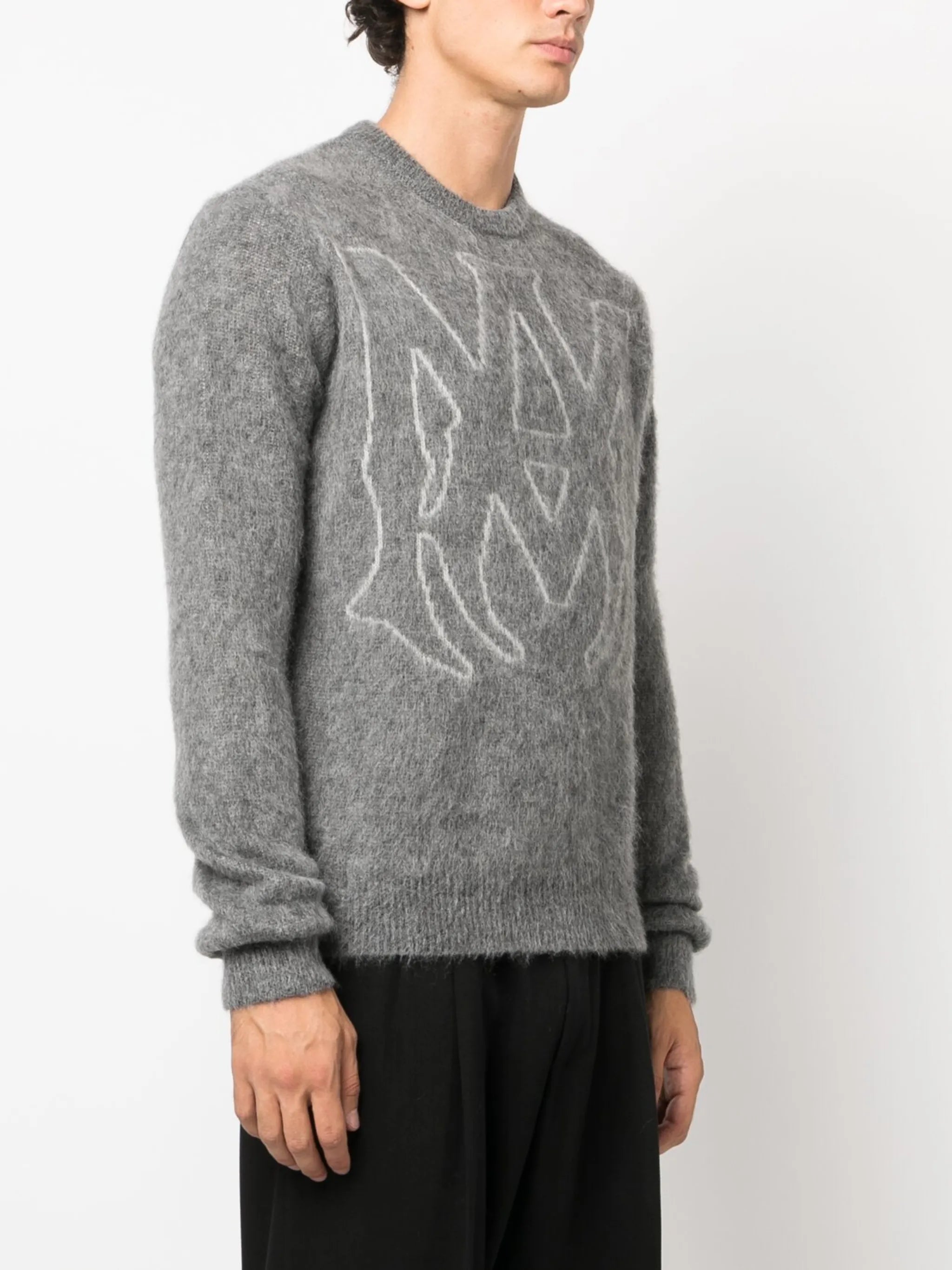 logo-jacquard mohair-blend jumper