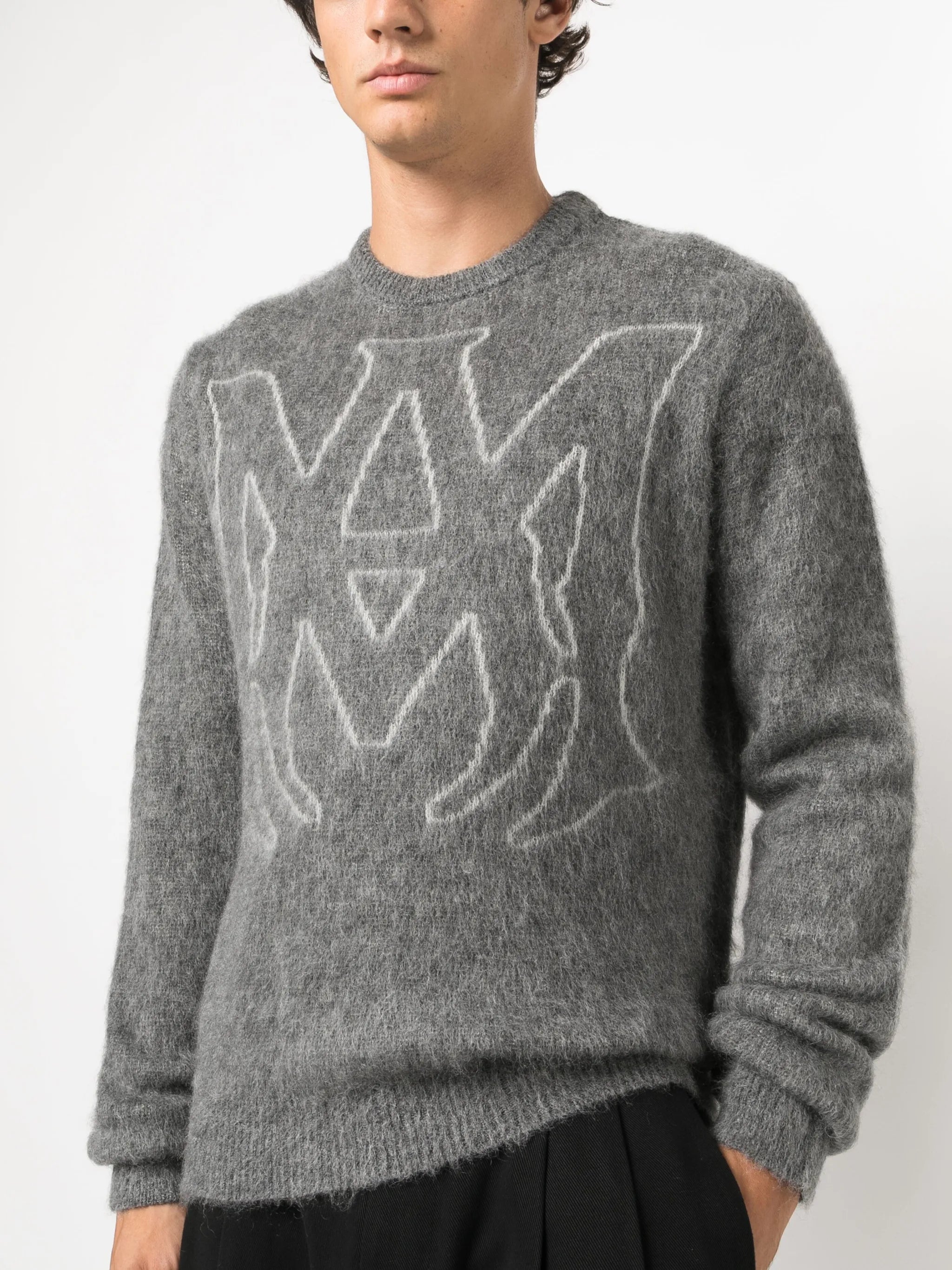 logo-jacquard mohair-blend jumper