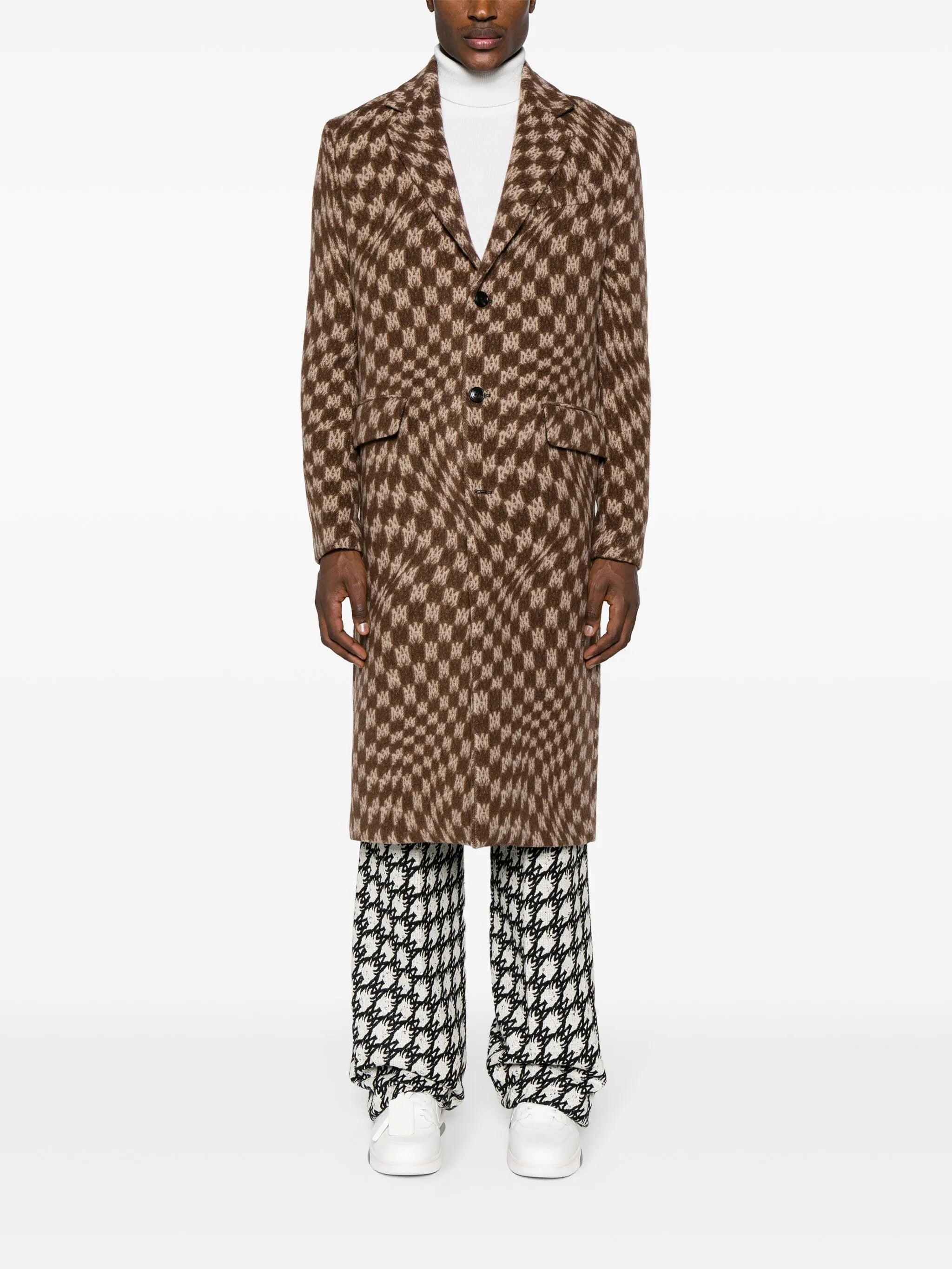 Wavy monogram-jacquard coat