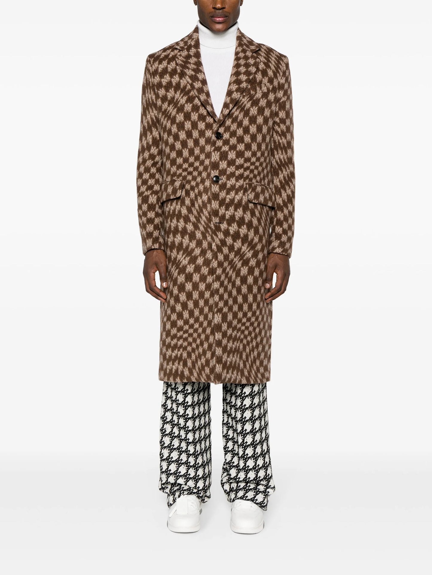 Wavy monogram-jacquard coat