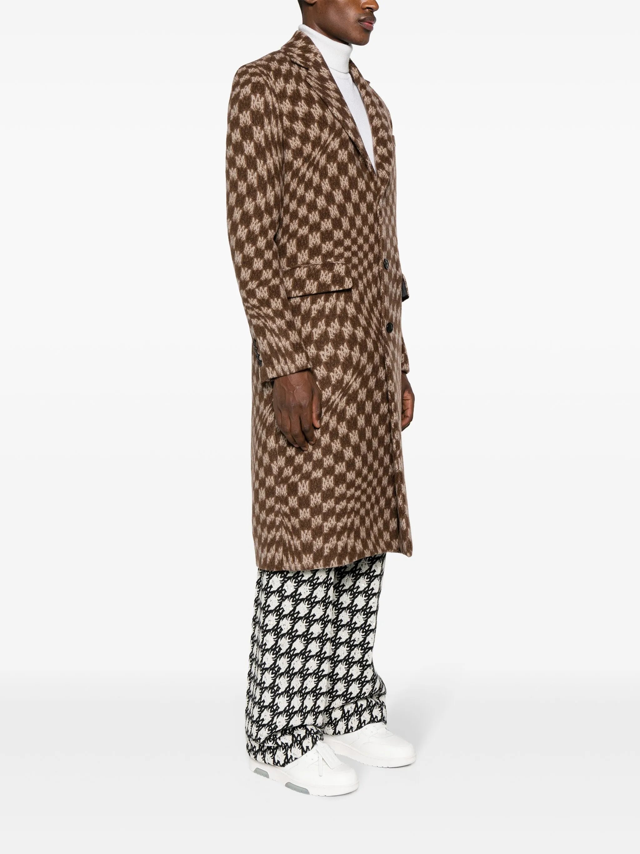 Wavy monogram-jacquard coat