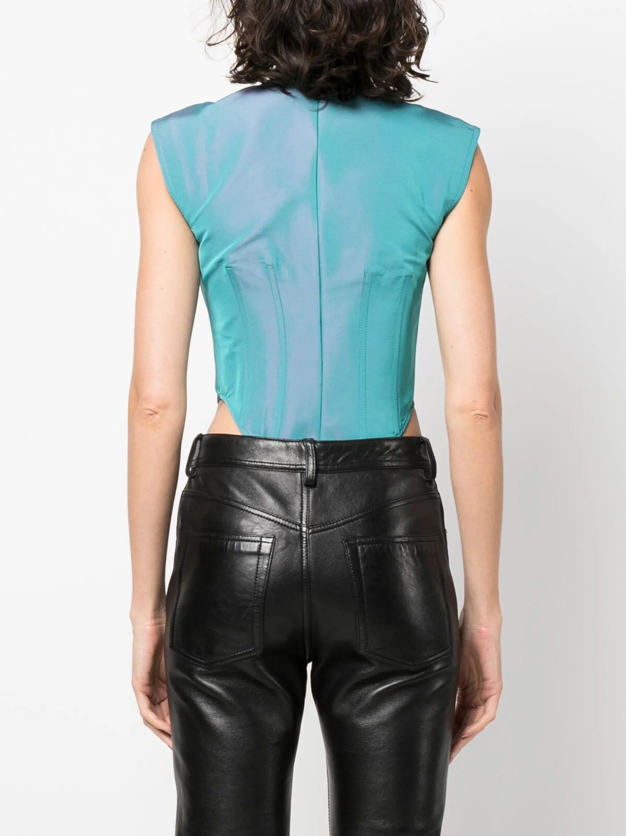 sleeveless lace-up bodysuit