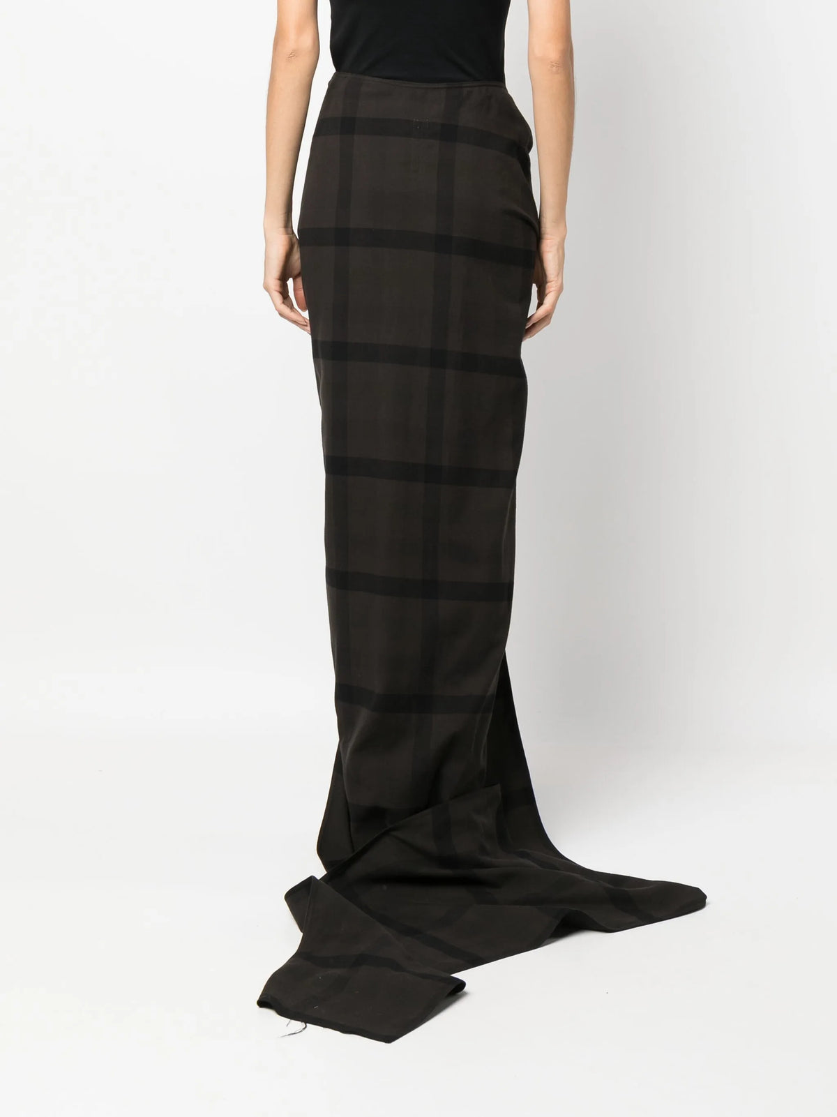 Edfu plaid draped train skirt