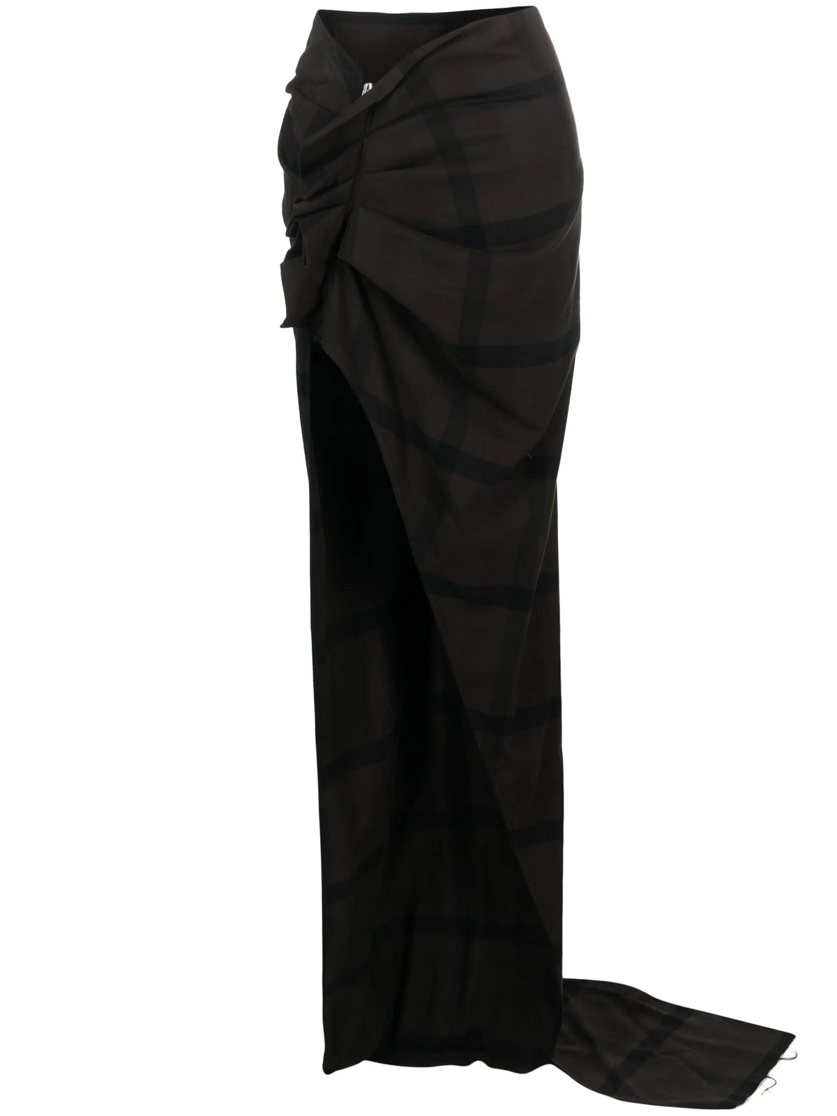 Edfu plaid draped train skirt