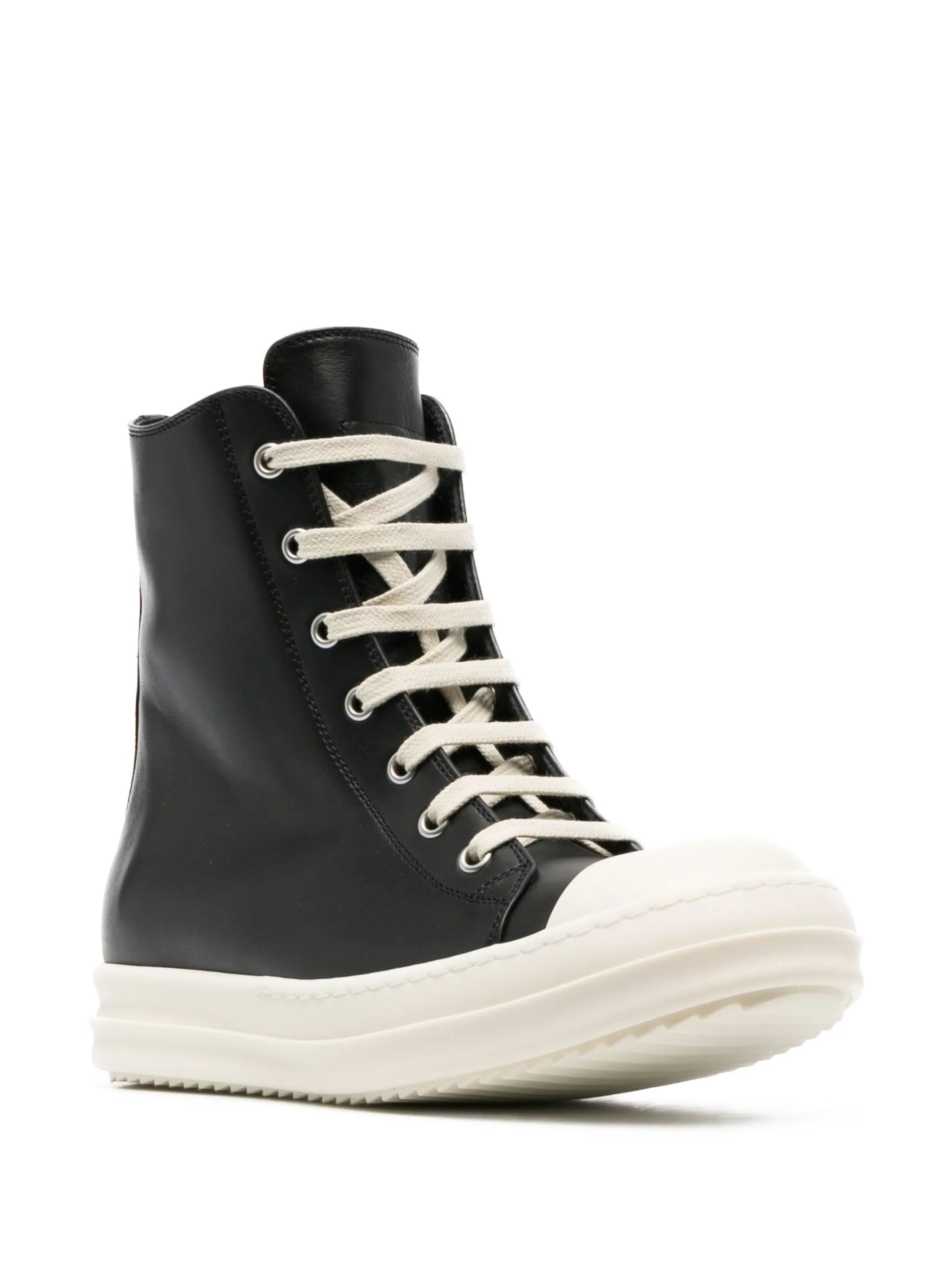 calf-leather lace-up sneakers