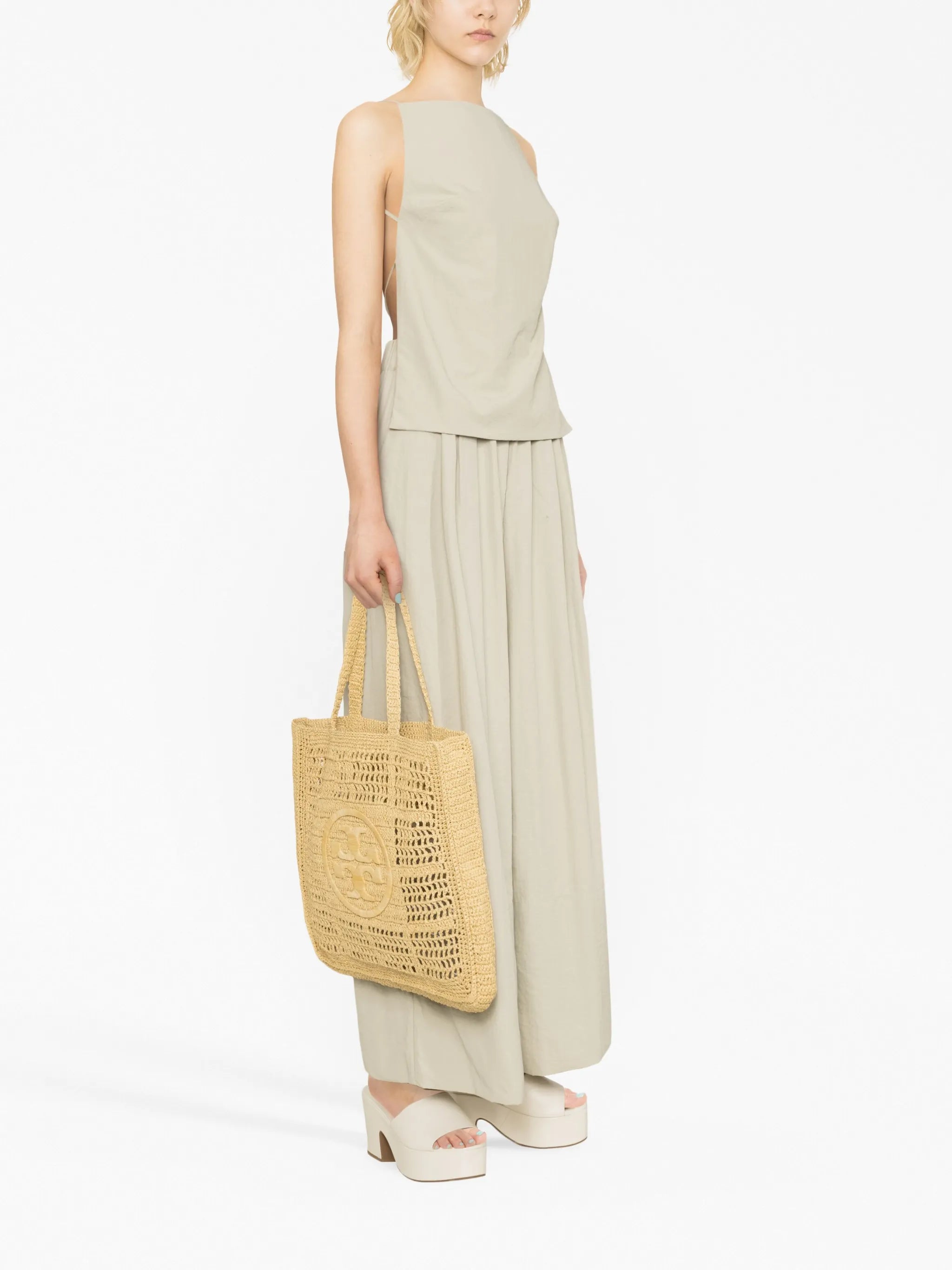 Ella logo-patch tote bag