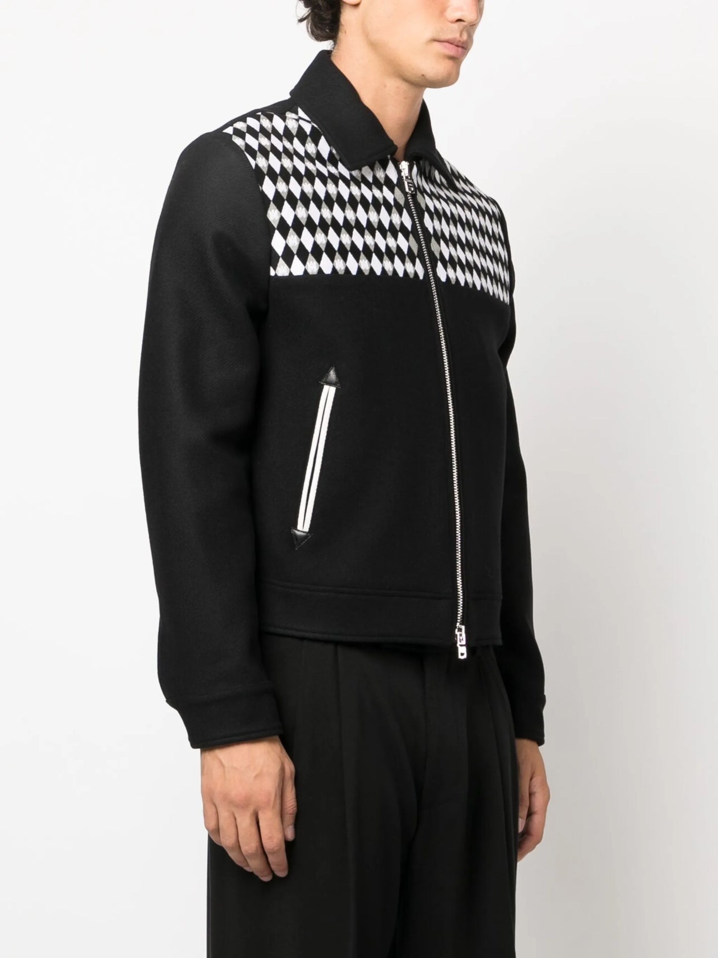 diamond-embroidered work jacket