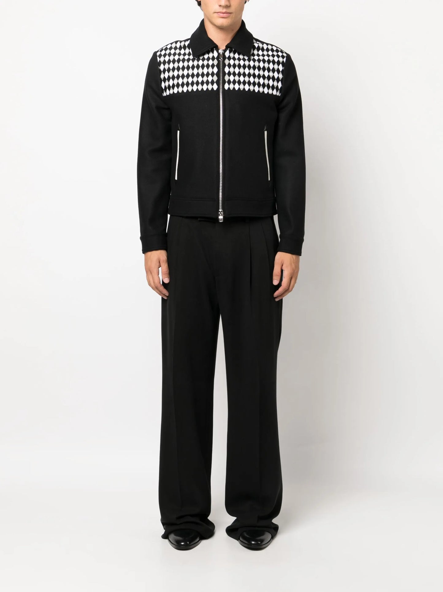 diamond-embroidered work jacket