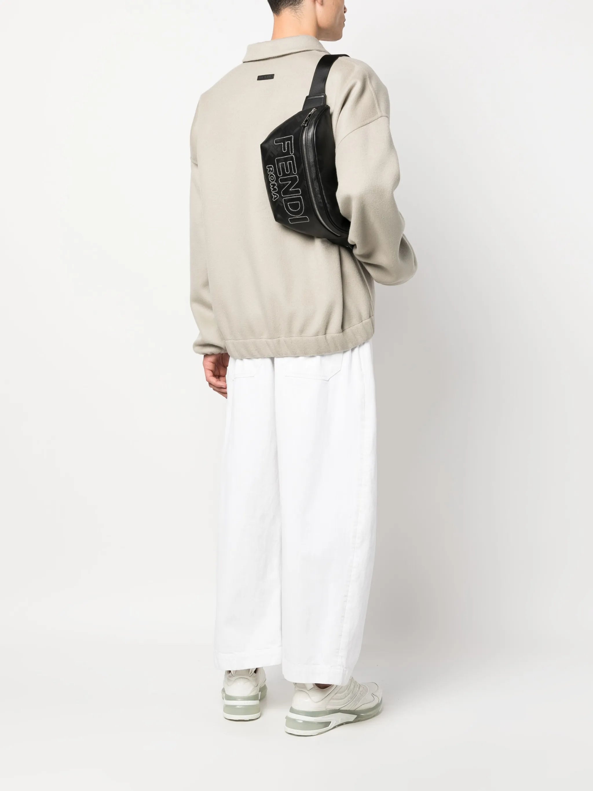 logo-embossed leather belt bag