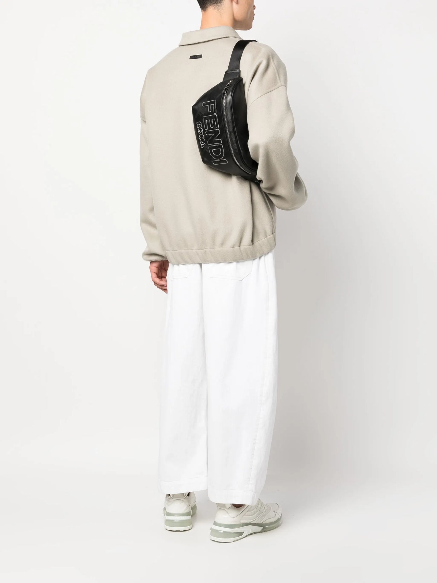 logo-embossed leather belt bag