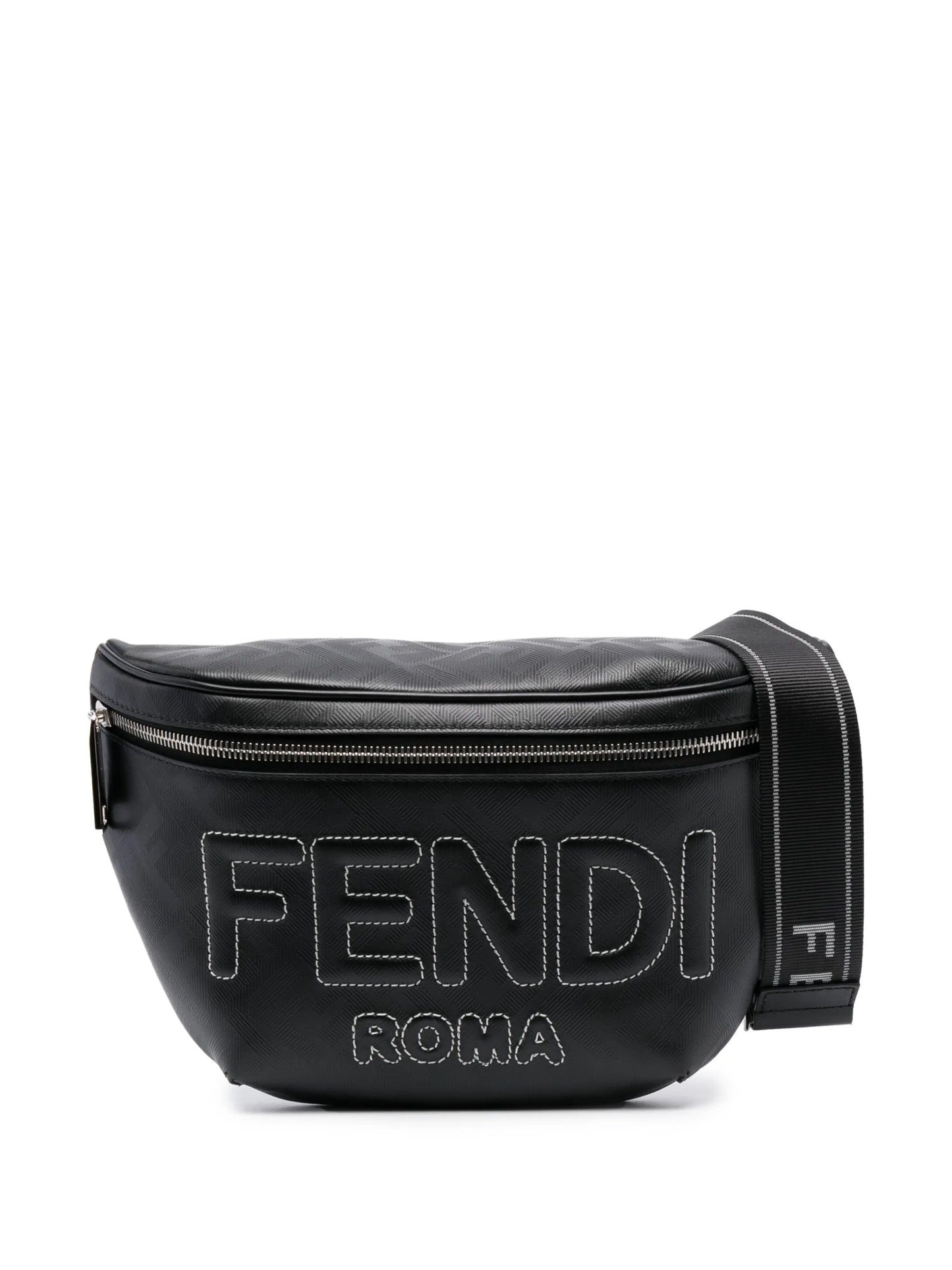 logo-embossed leather belt bag