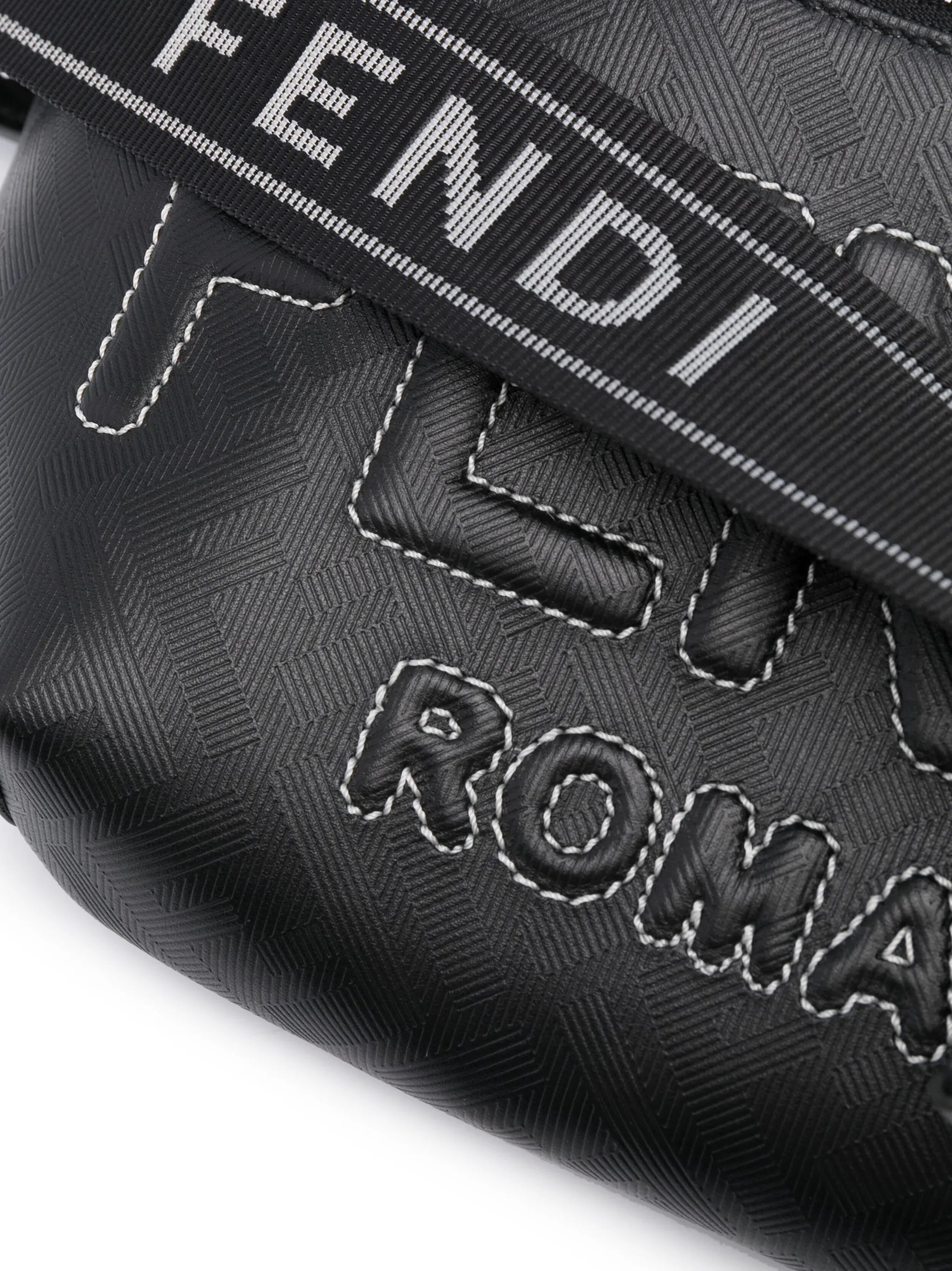 logo-embossed leather belt bag