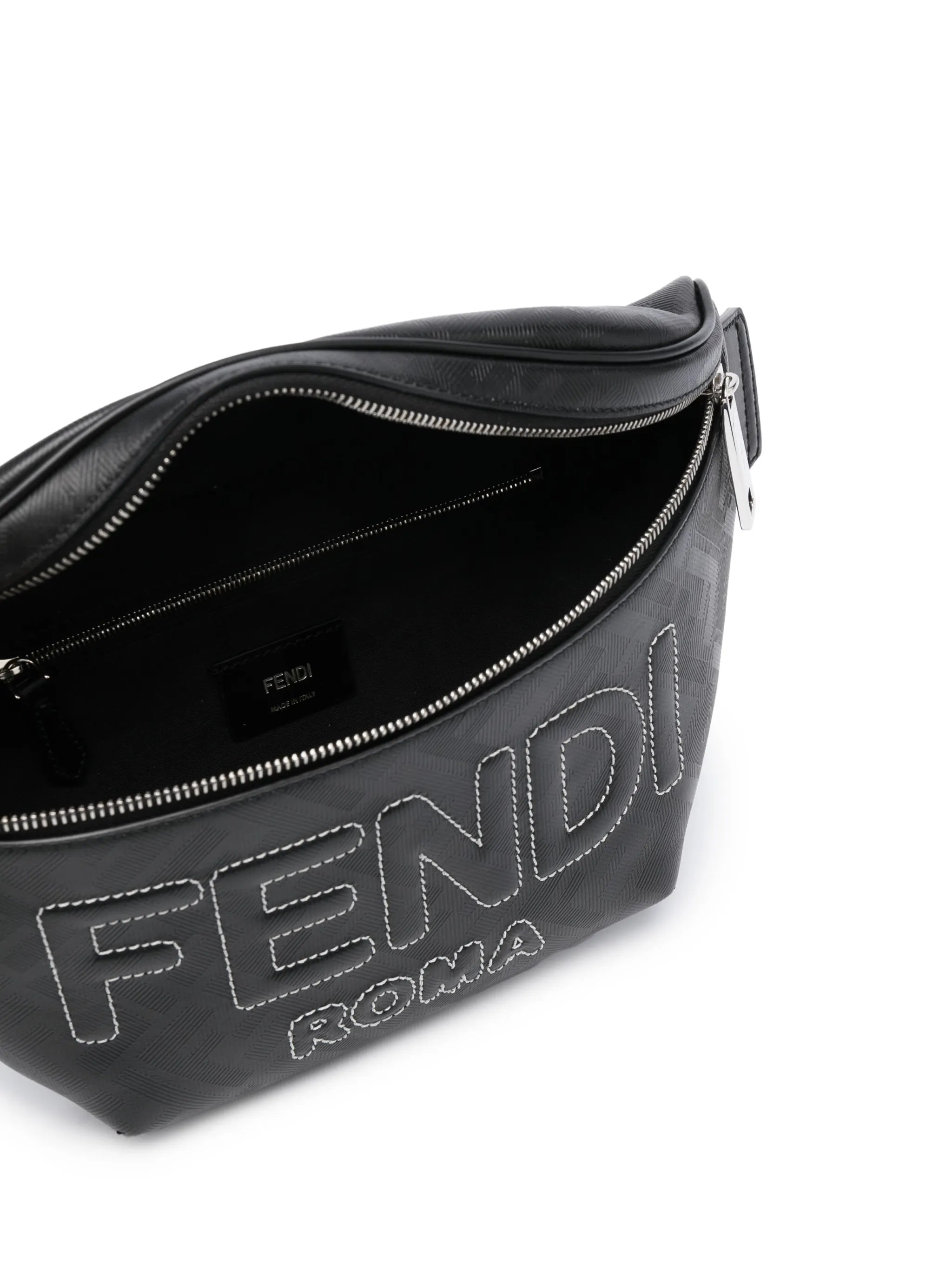 logo-embossed leather belt bag