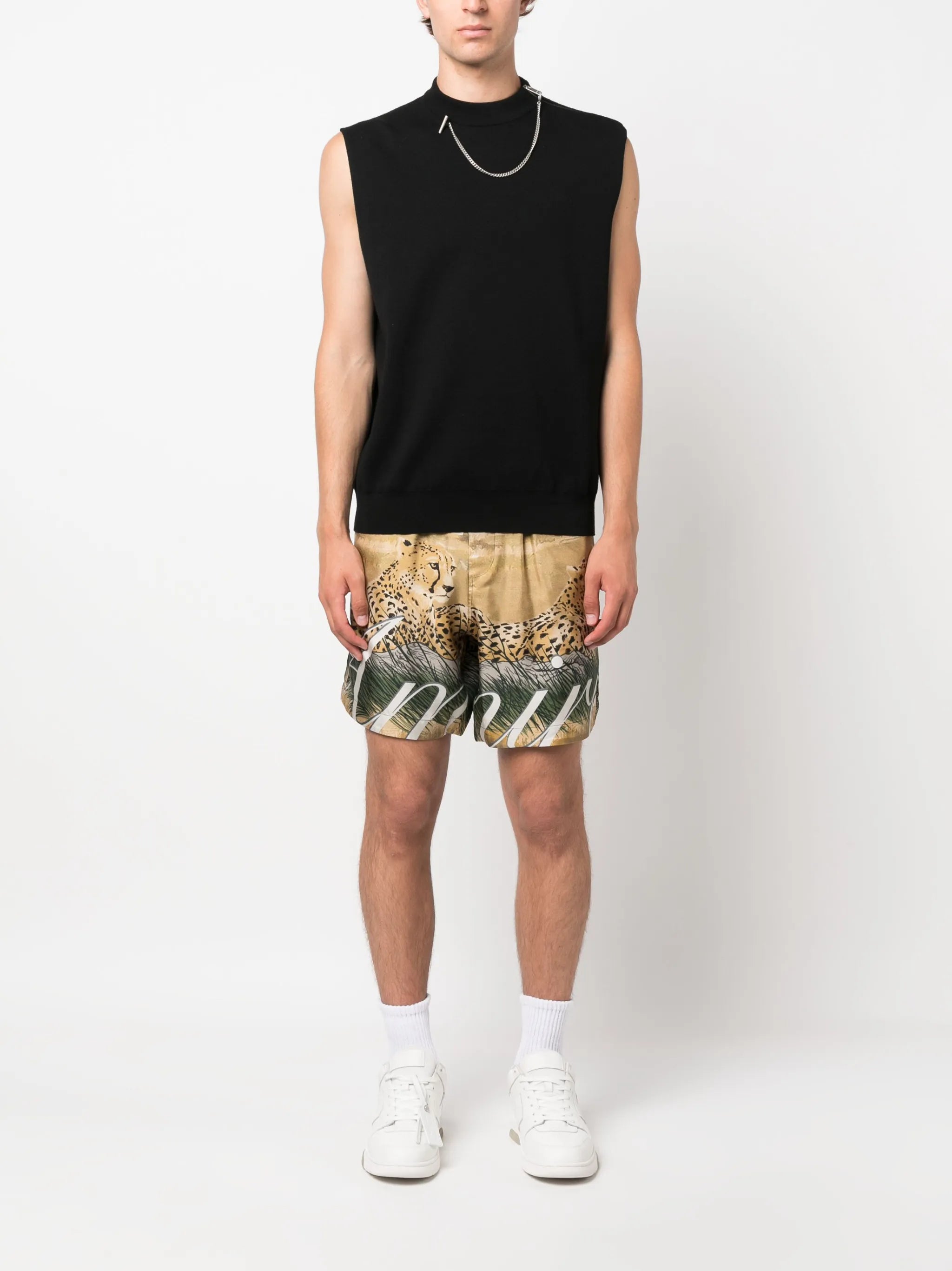 cheetah-print silk shorts