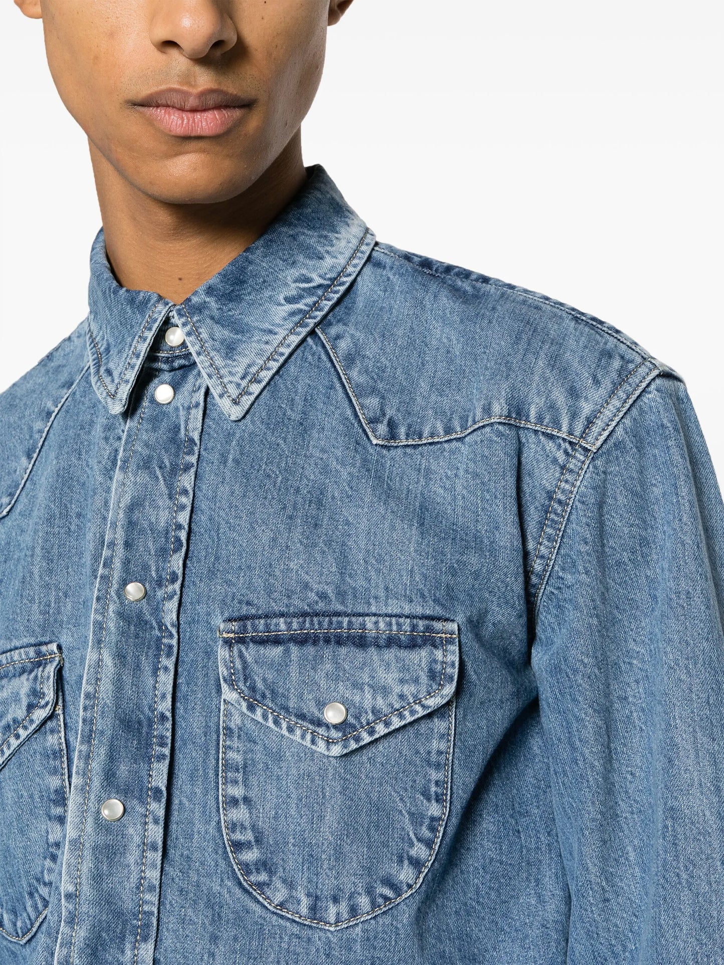 washed-denim shirt