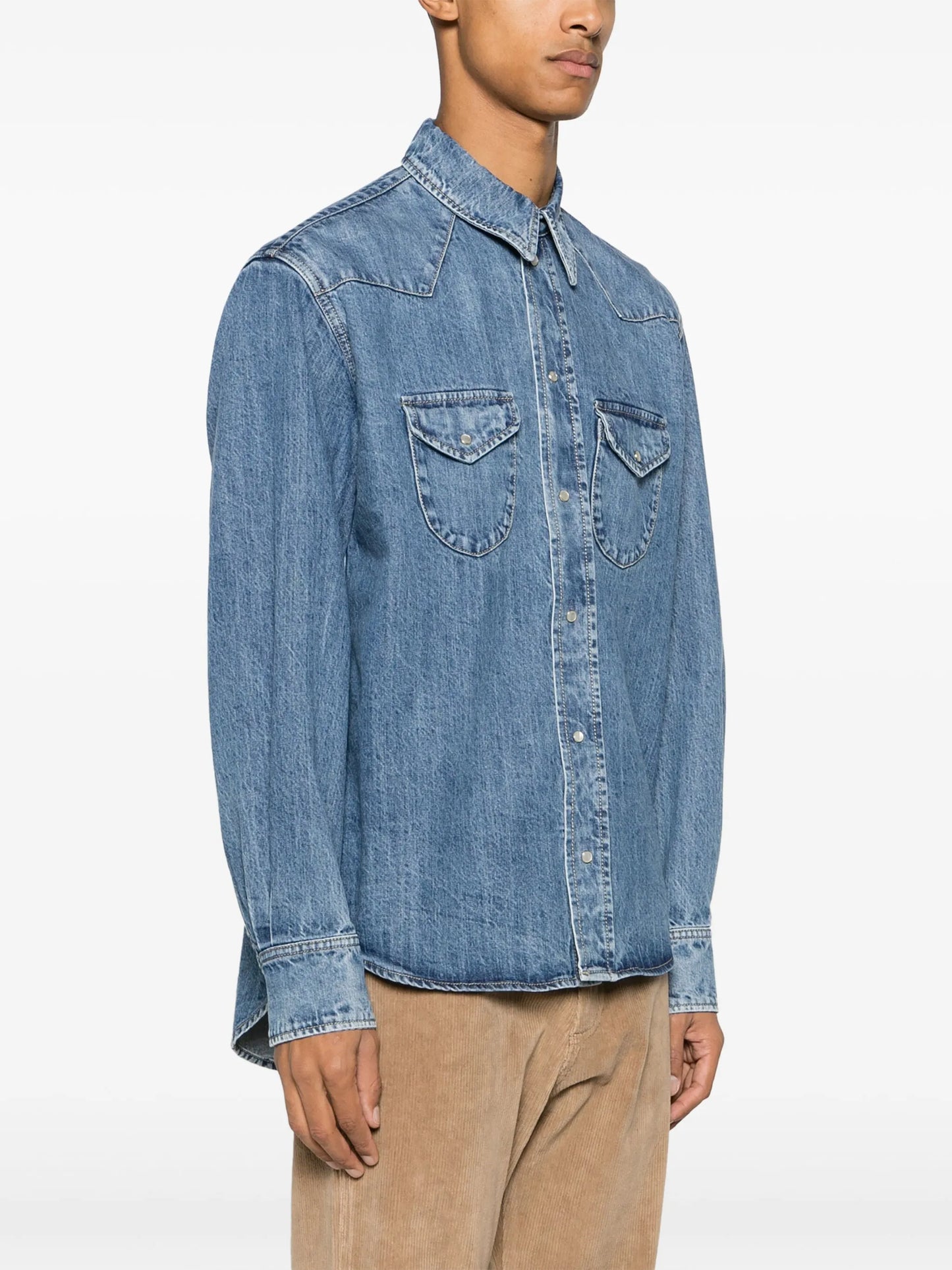 washed-denim shirt