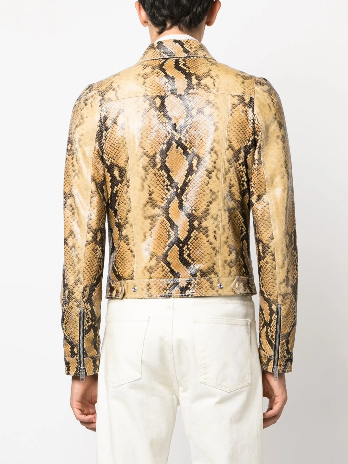 snakeskin-print leather jacket