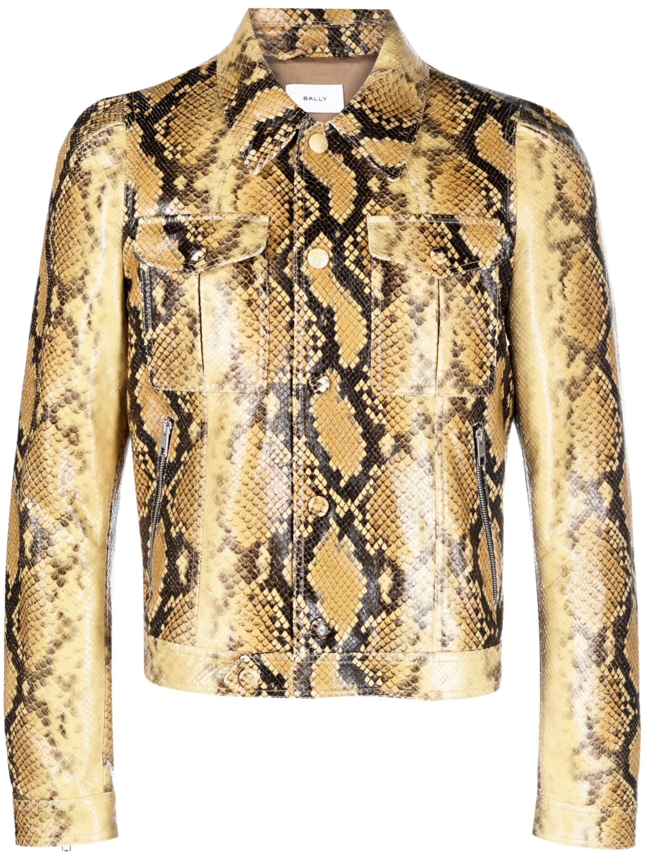snakeskin-print leather jacket