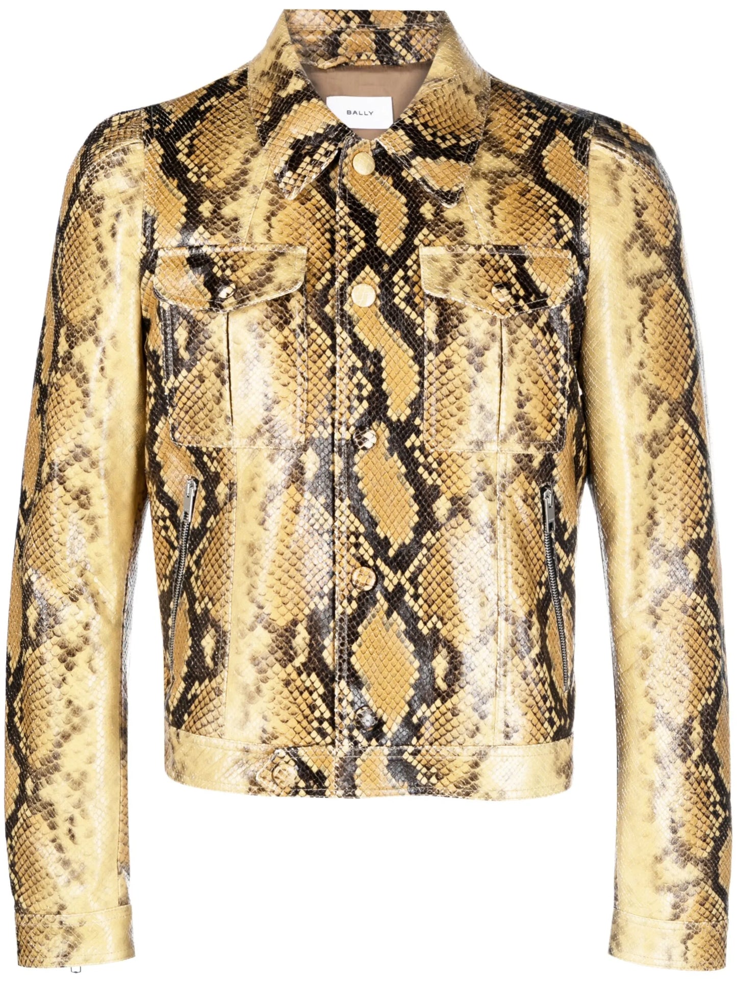 snakeskin-print leather jacket