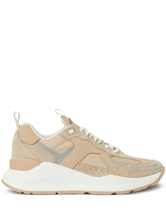 panelled lace-up suede sneakers