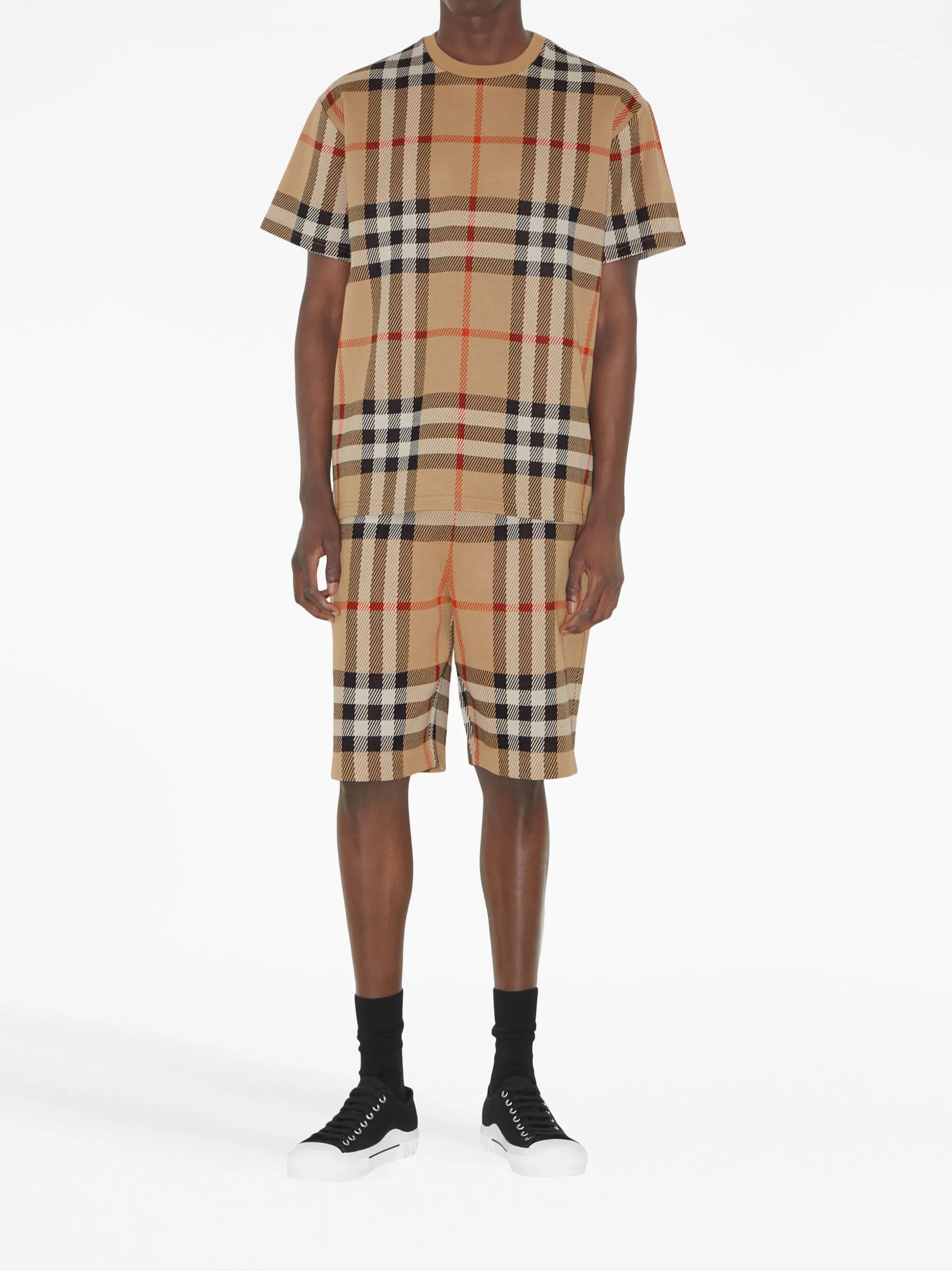 checkered jacquard cotton T-shirt