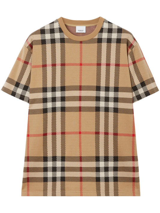 checkered jacquard cotton T-shirt