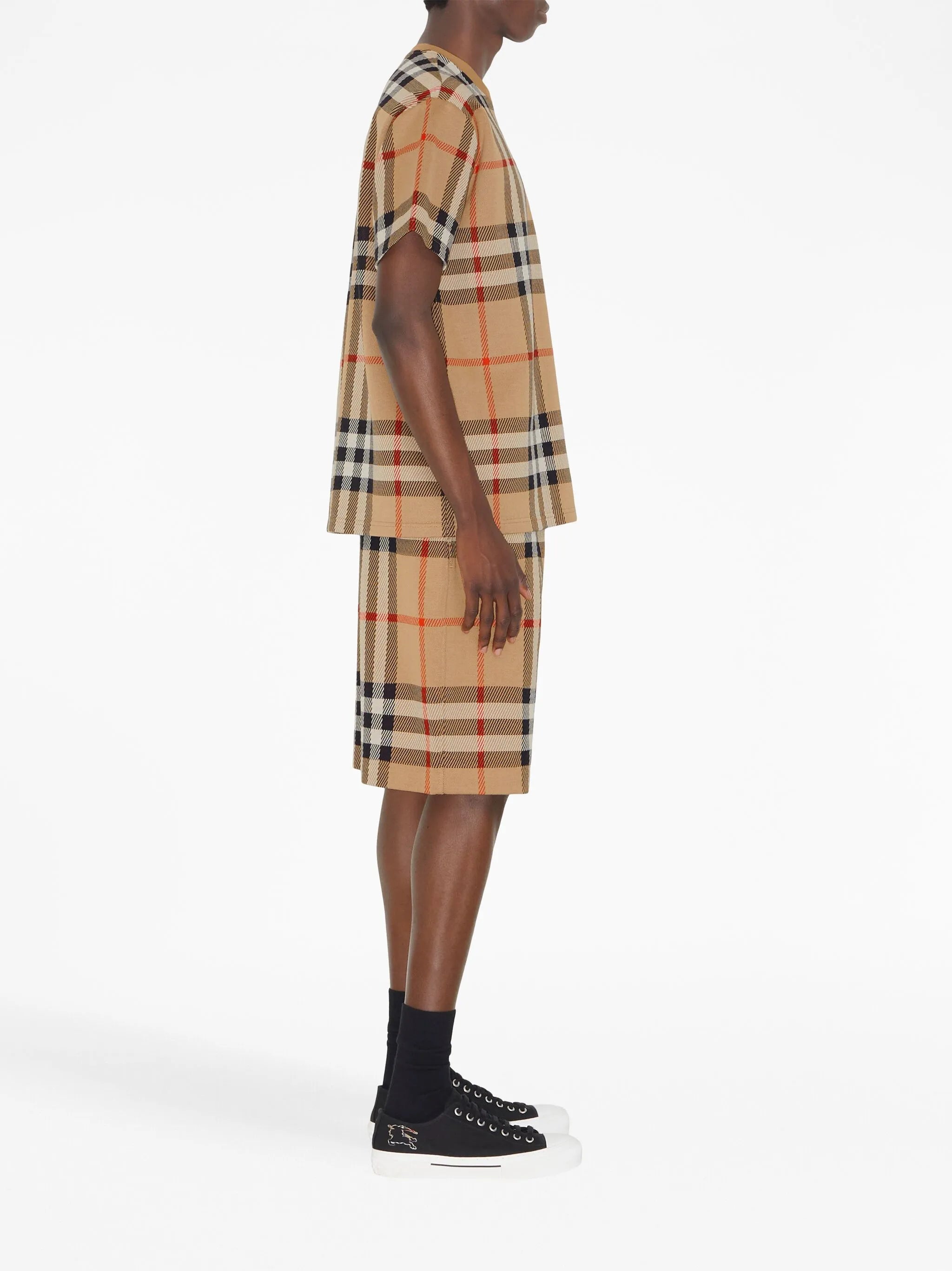 checkered jacquard cotton T-shirt