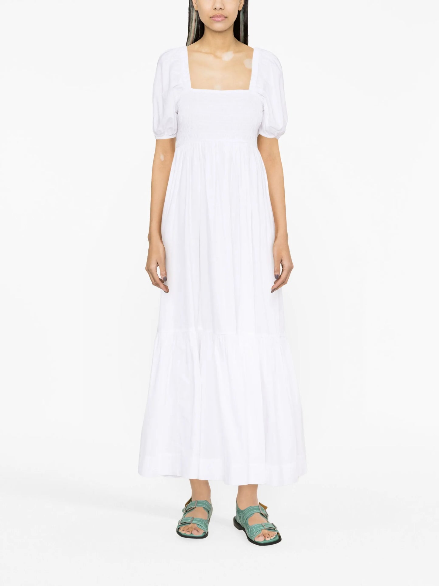 puff-sleeve organic cotton dress