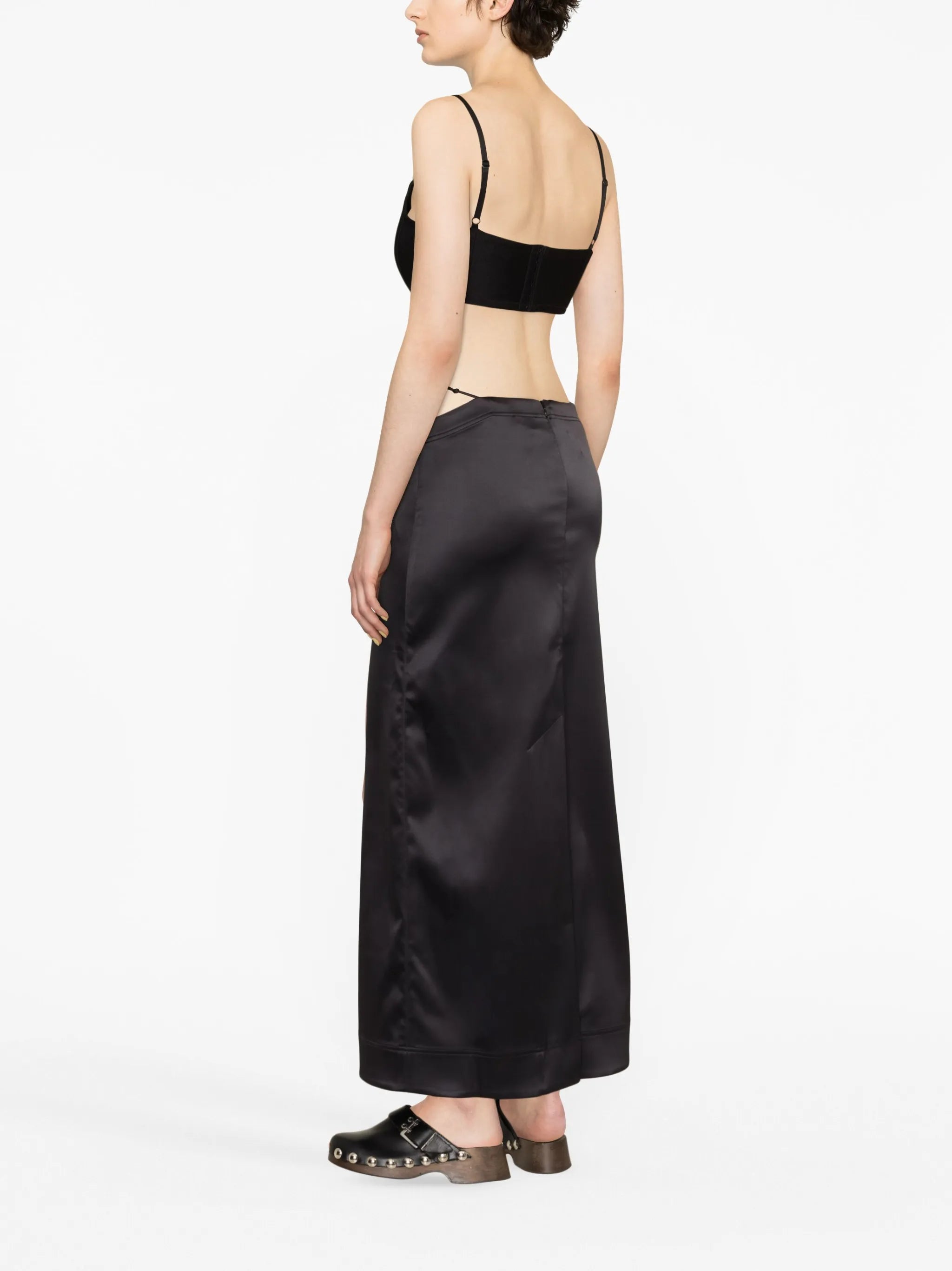 bead-detailing satin maxi skirt