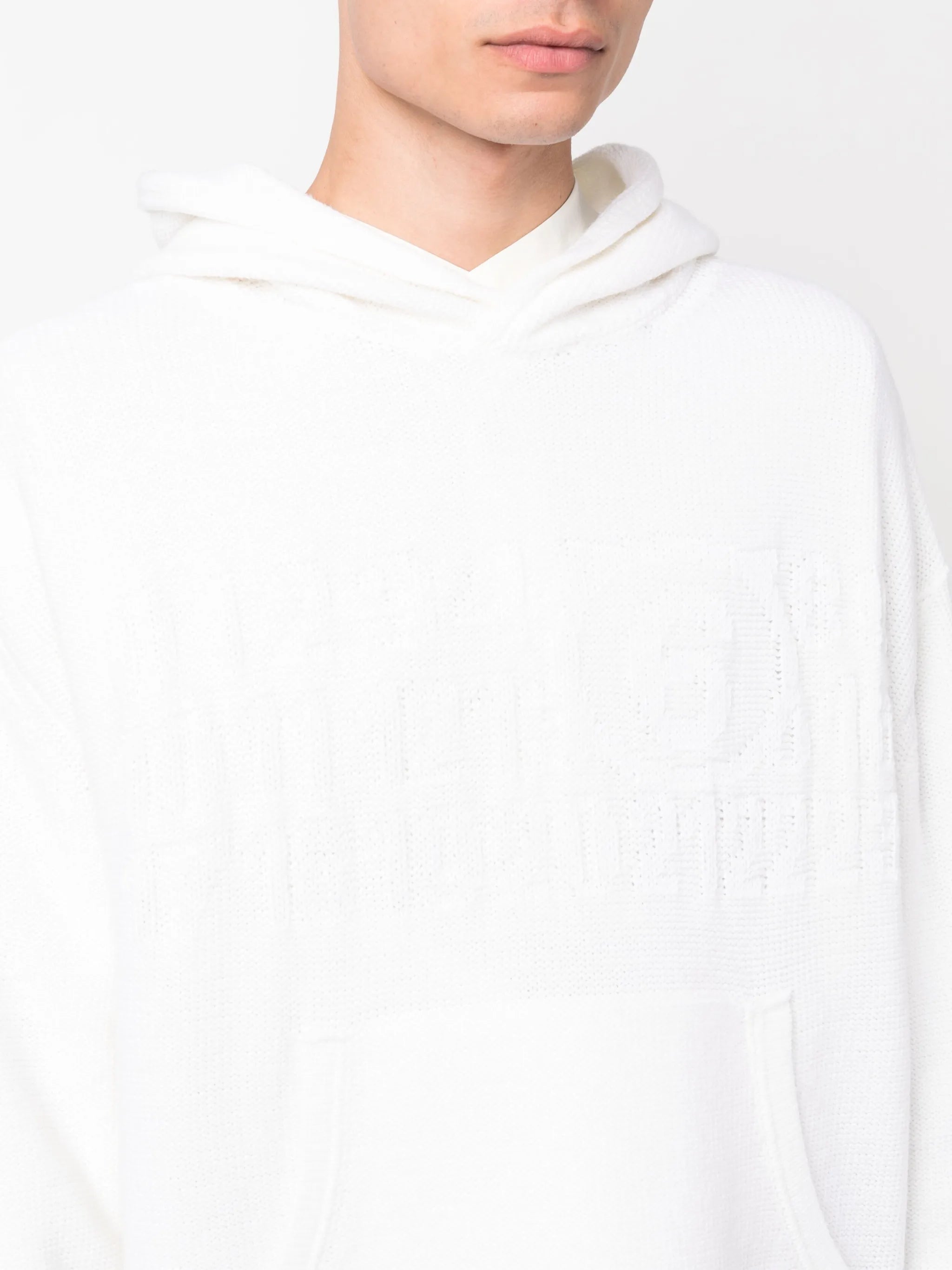 number-motif knitted hoodie