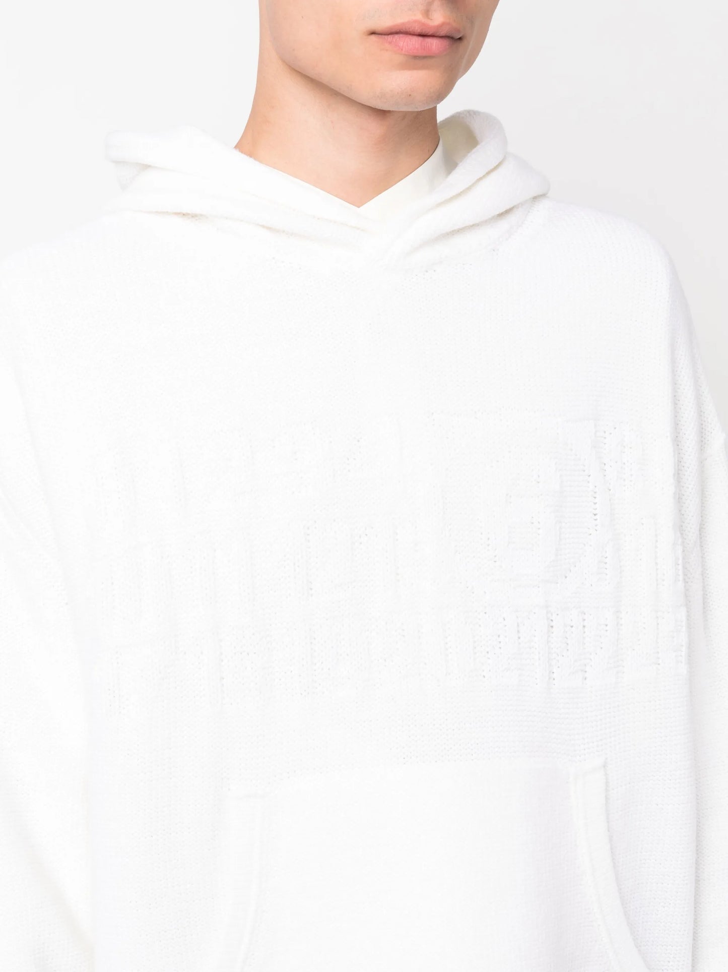 number-motif knitted hoodie