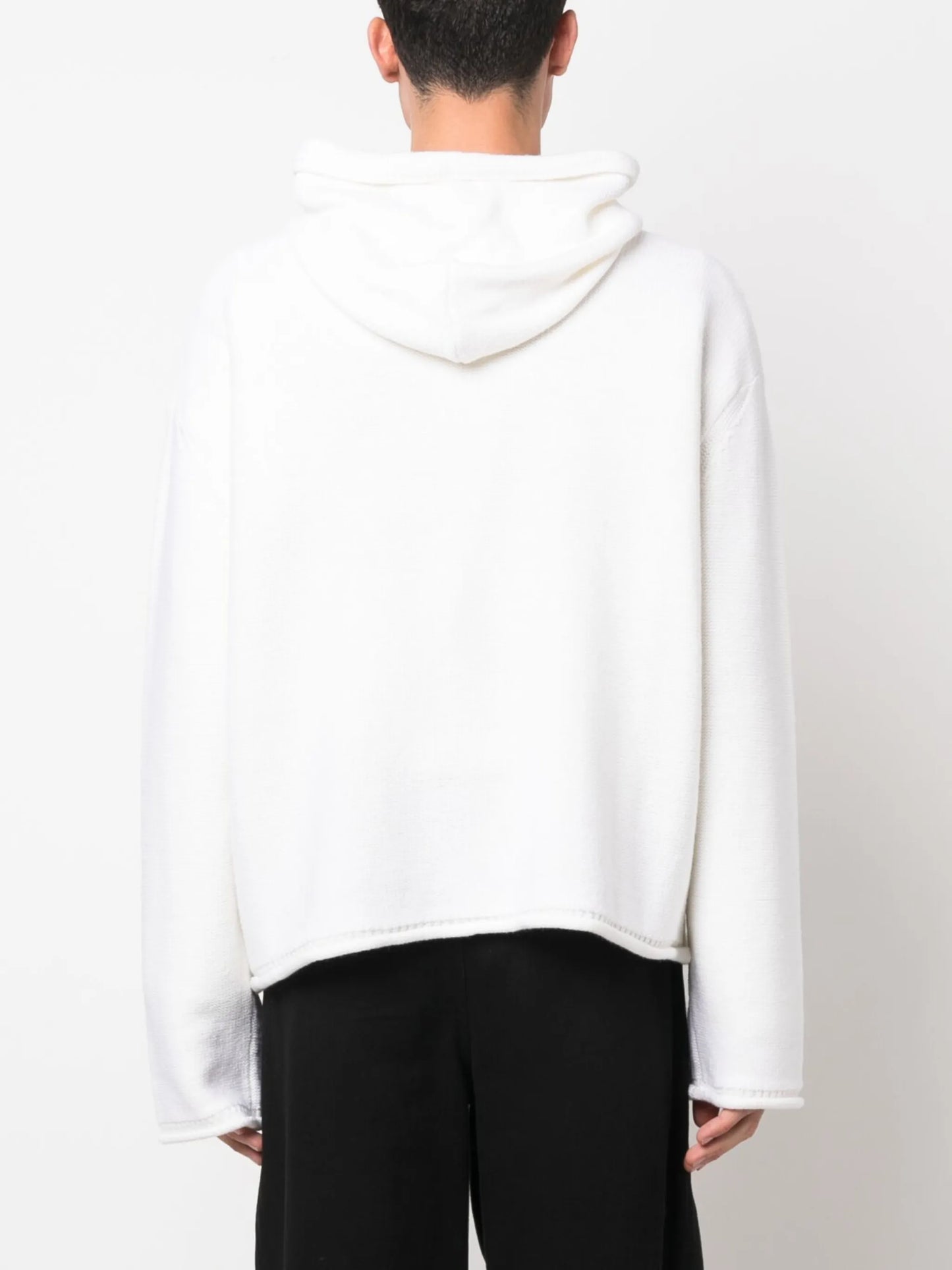 number-motif knitted hoodie