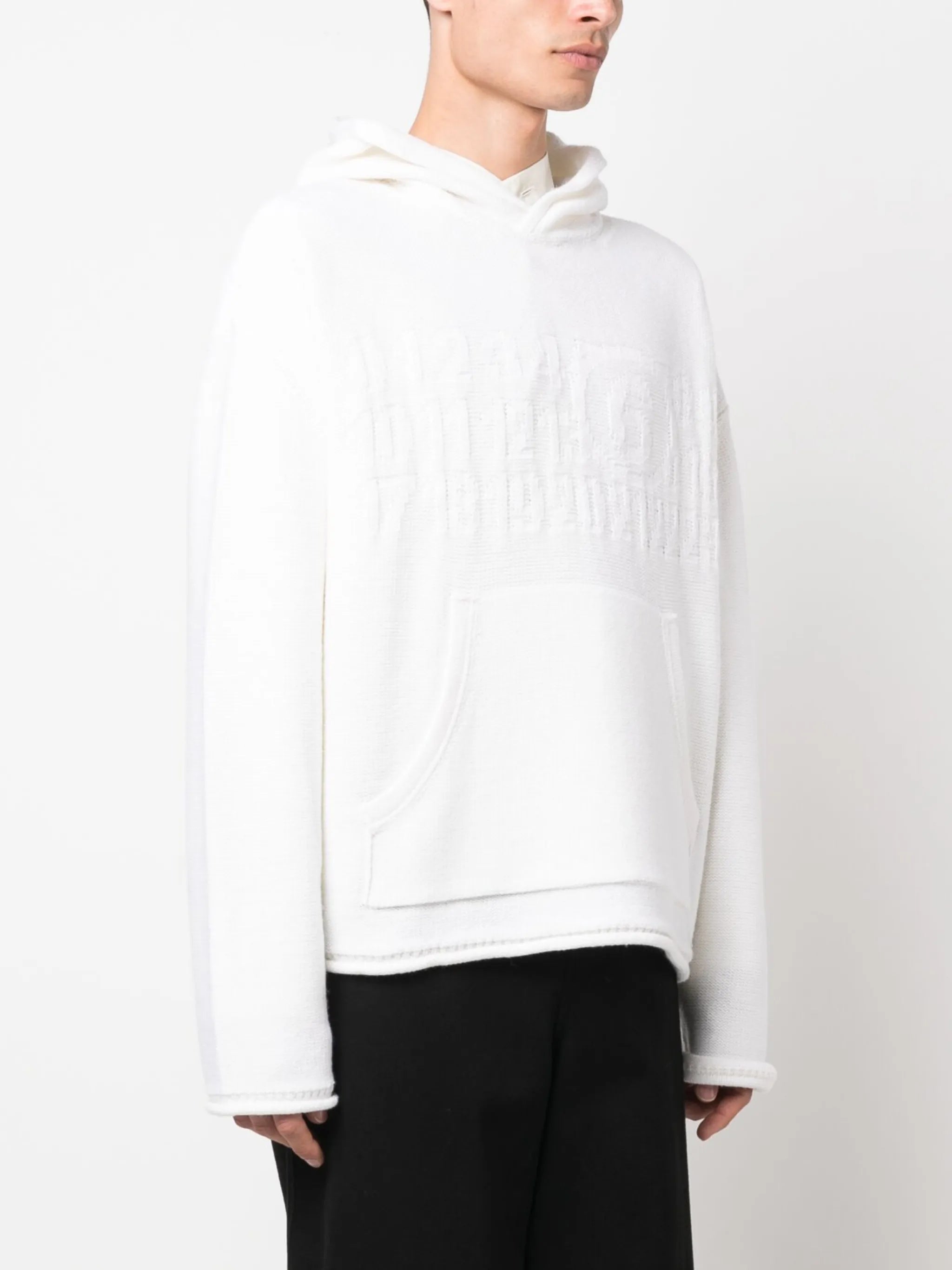 number-motif knitted hoodie