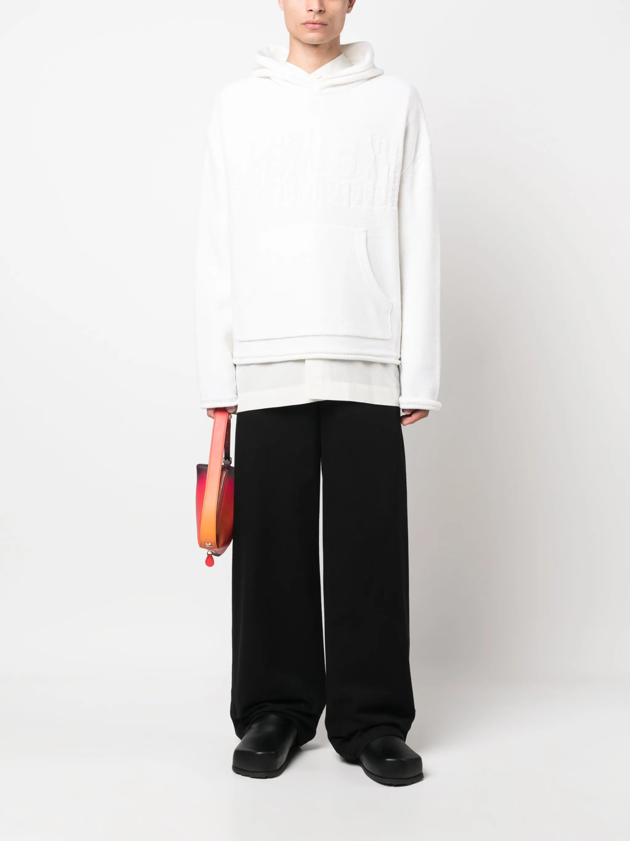 number-motif knitted hoodie