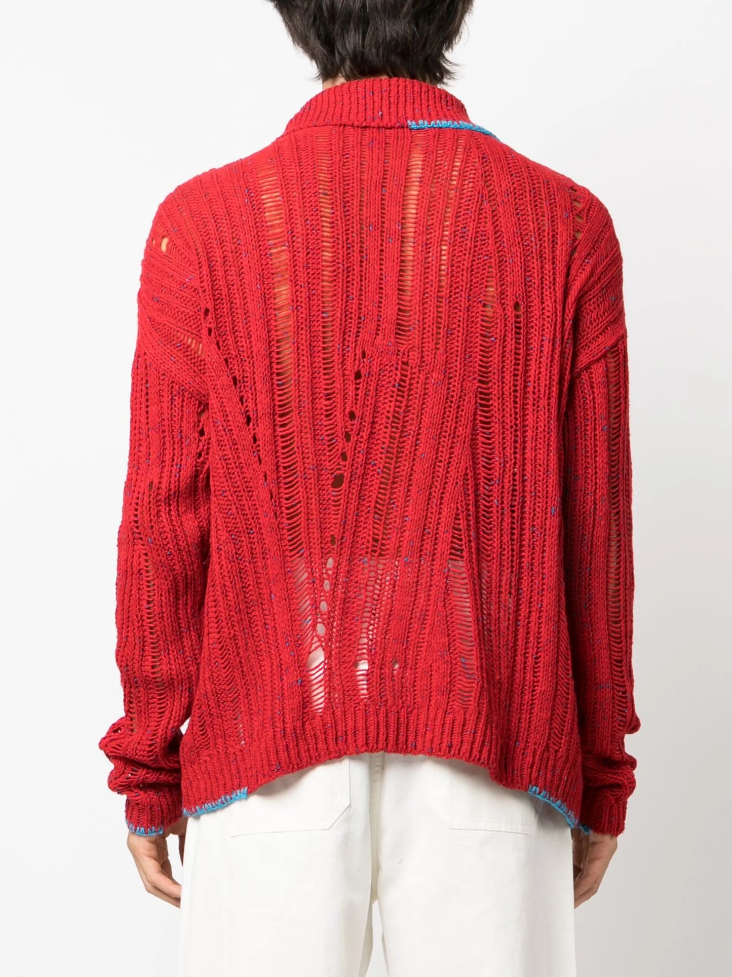 perforated-detail button-up cardigan