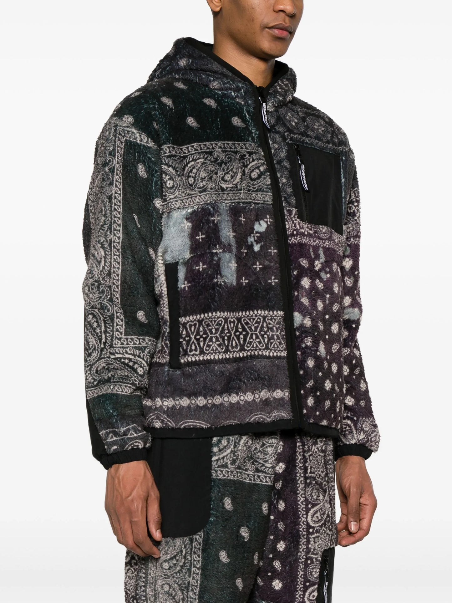 bandana-print fleece jacket
