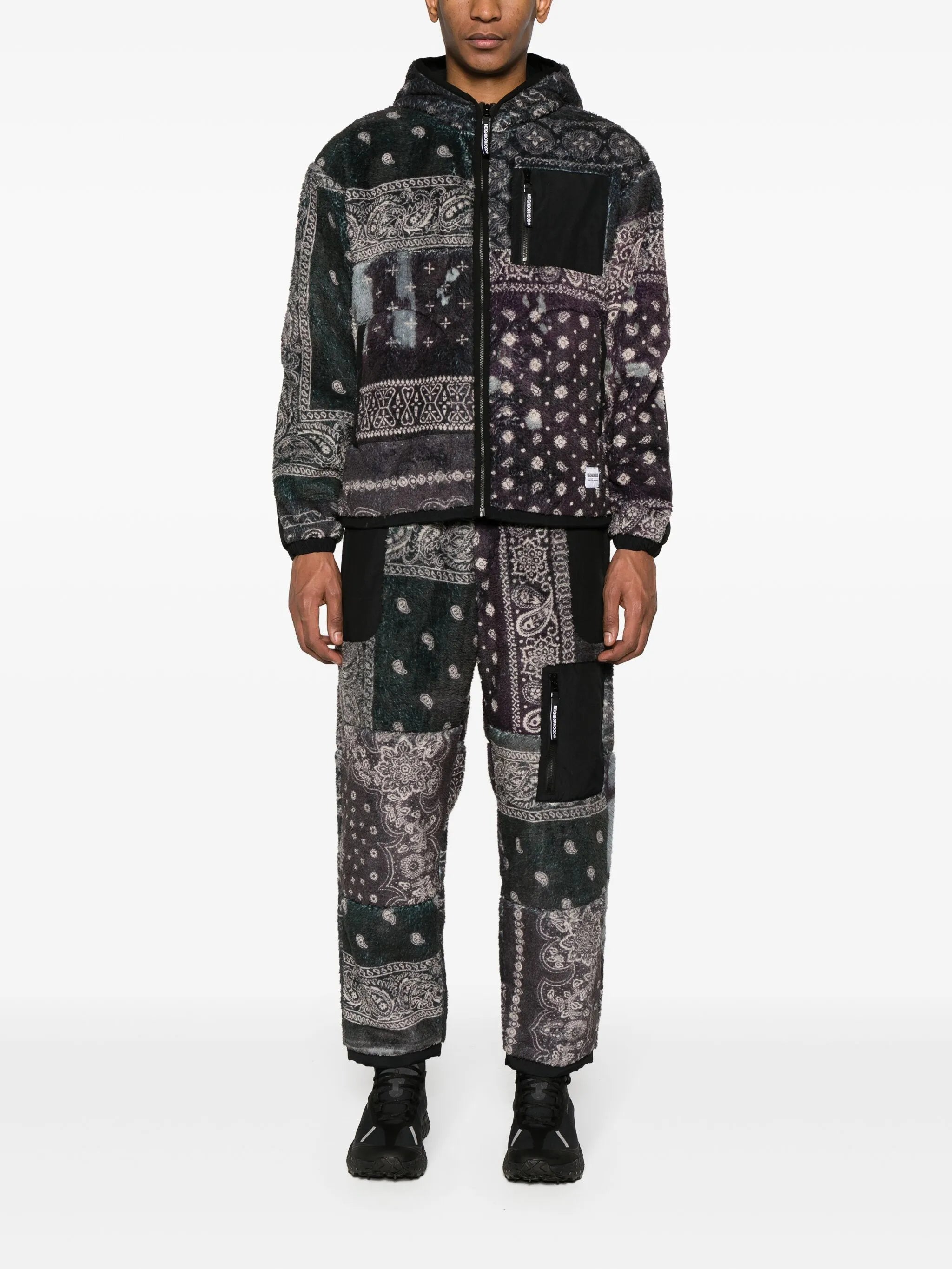 bandana-print fleece jacket
