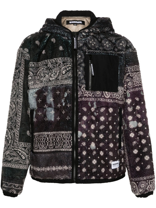 bandana-print fleece jacket