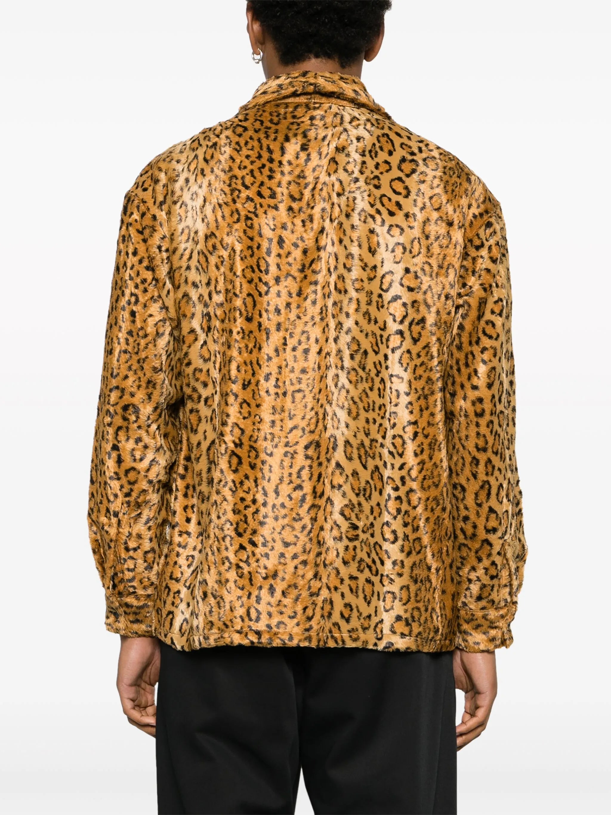leopard-print faux-fur shirt