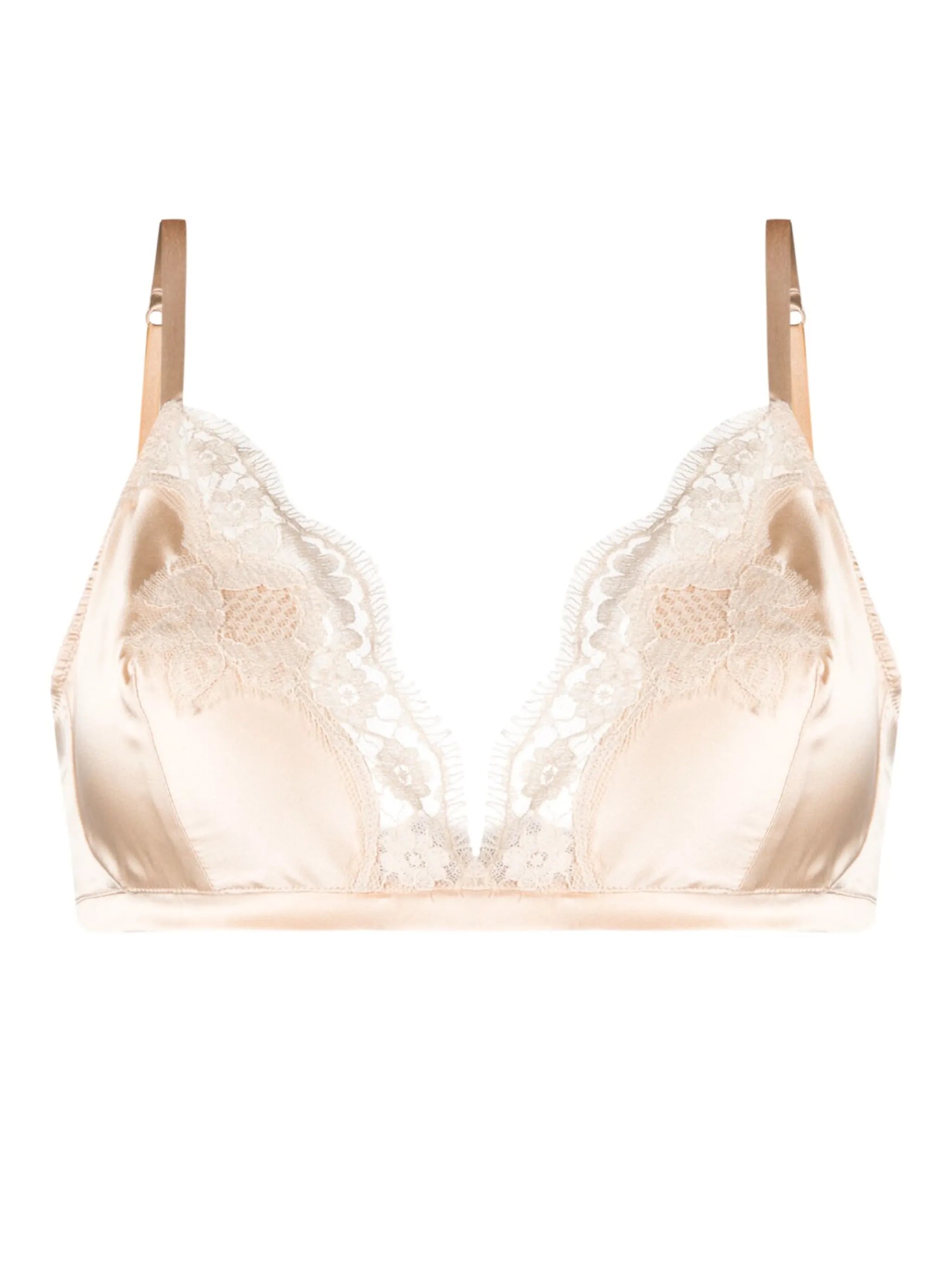 lace-appliqué silk-blend triangle bra