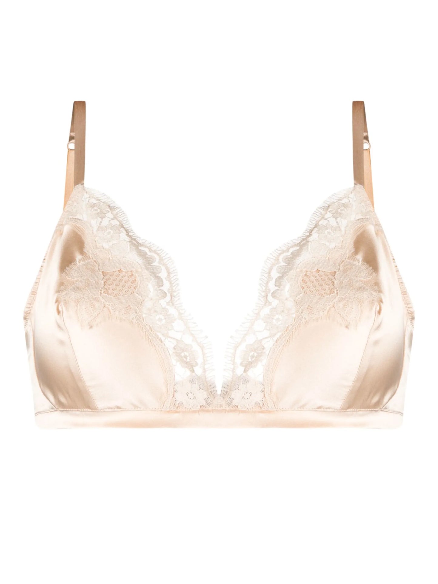 lace-appliqué silk-blend triangle bra