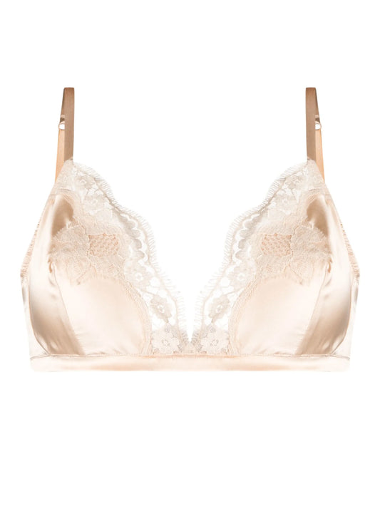 lace-appliqué silk-blend triangle bra