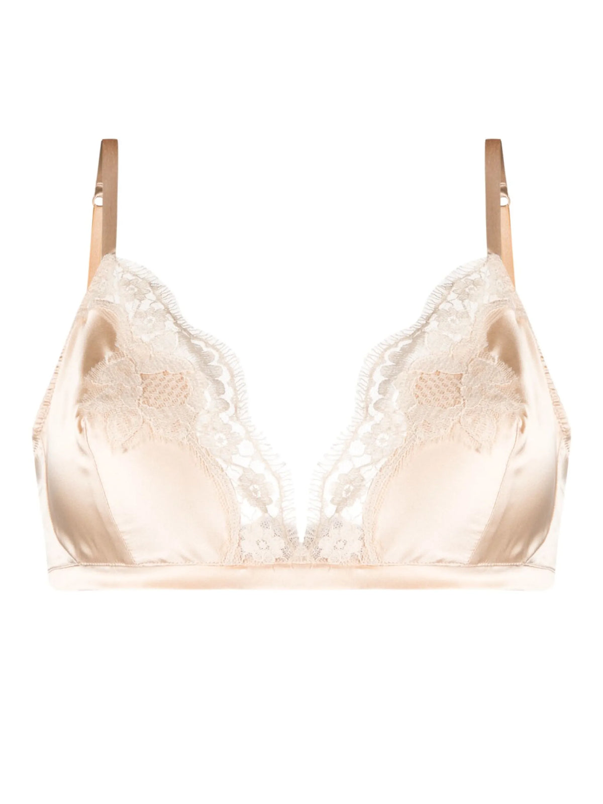 lace-appliqué silk-blend triangle bra