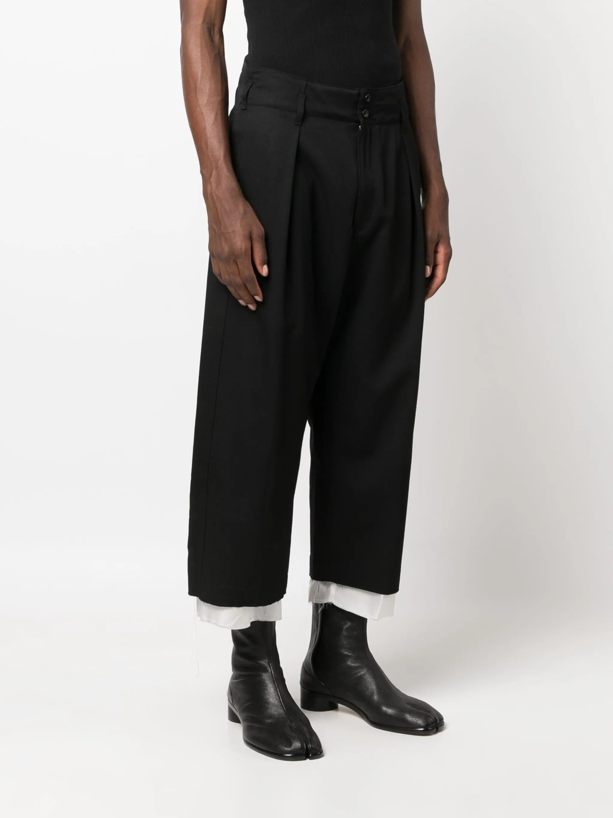 layered box-pleat cropped trousers